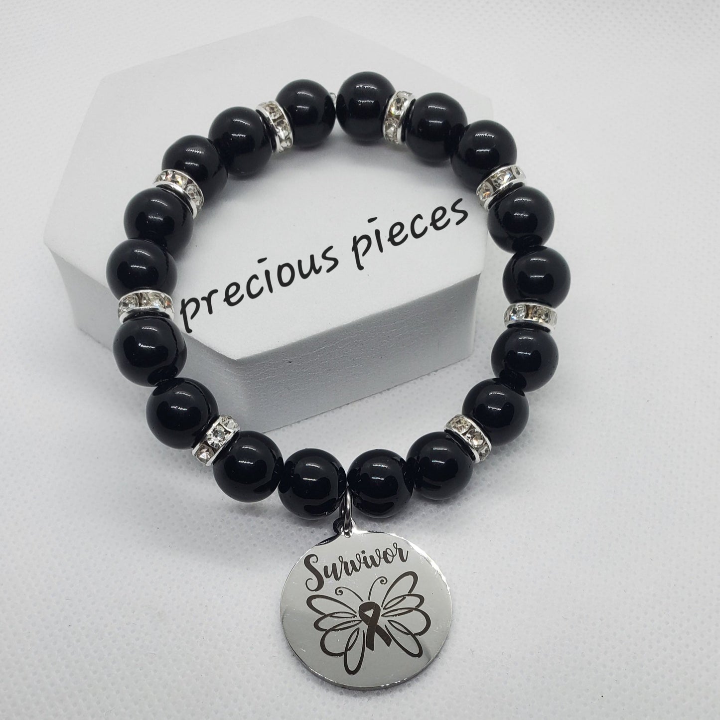Stainless Steel Survivor Breast Cancer Awareness Bracelets (click for more options)