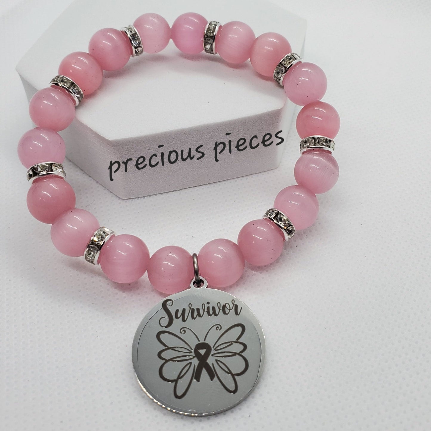Stainless Steel Survivor Breast Cancer Awareness Bracelets (click for more options)