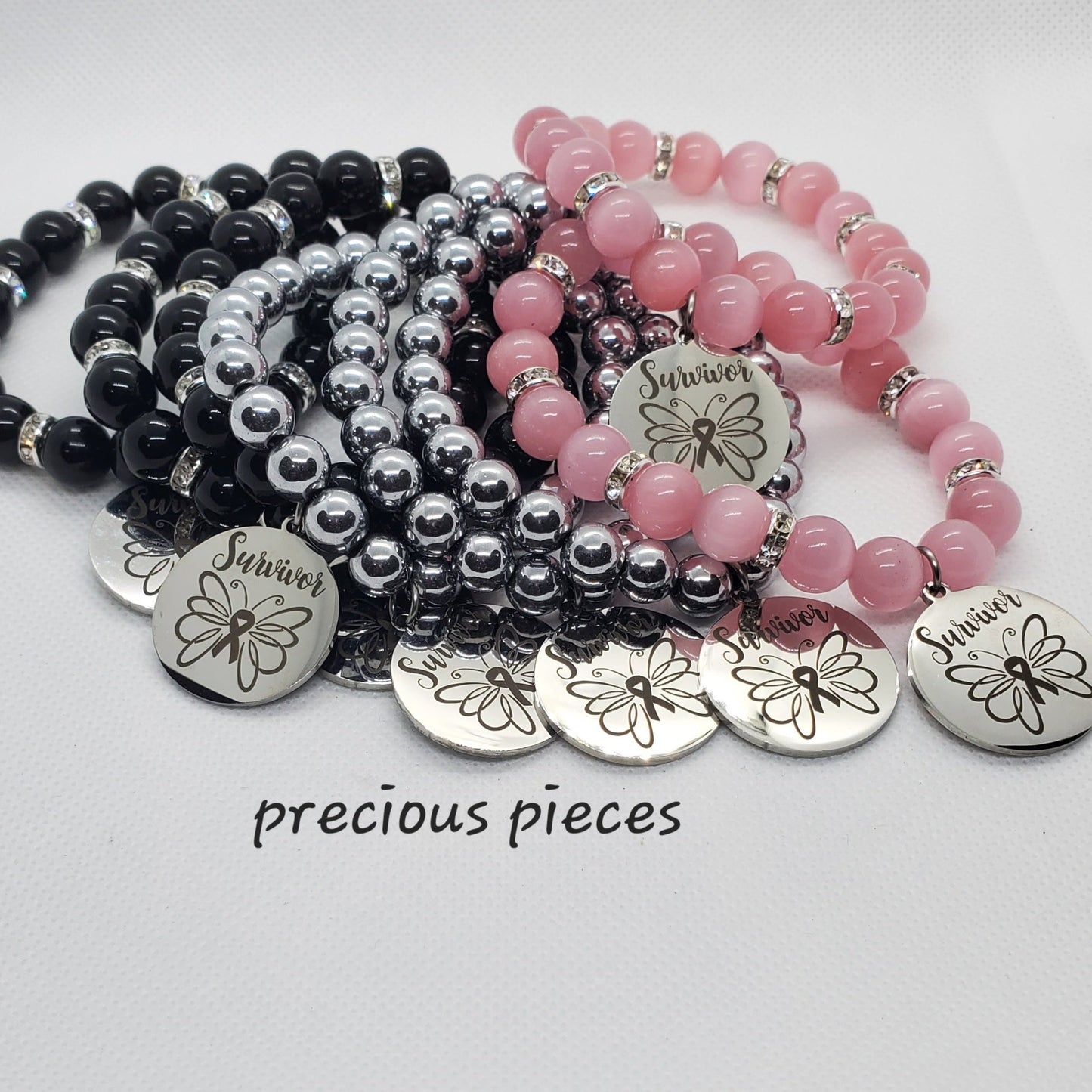 Stainless Steel Survivor Breast Cancer Awareness Bracelets (click for more options)