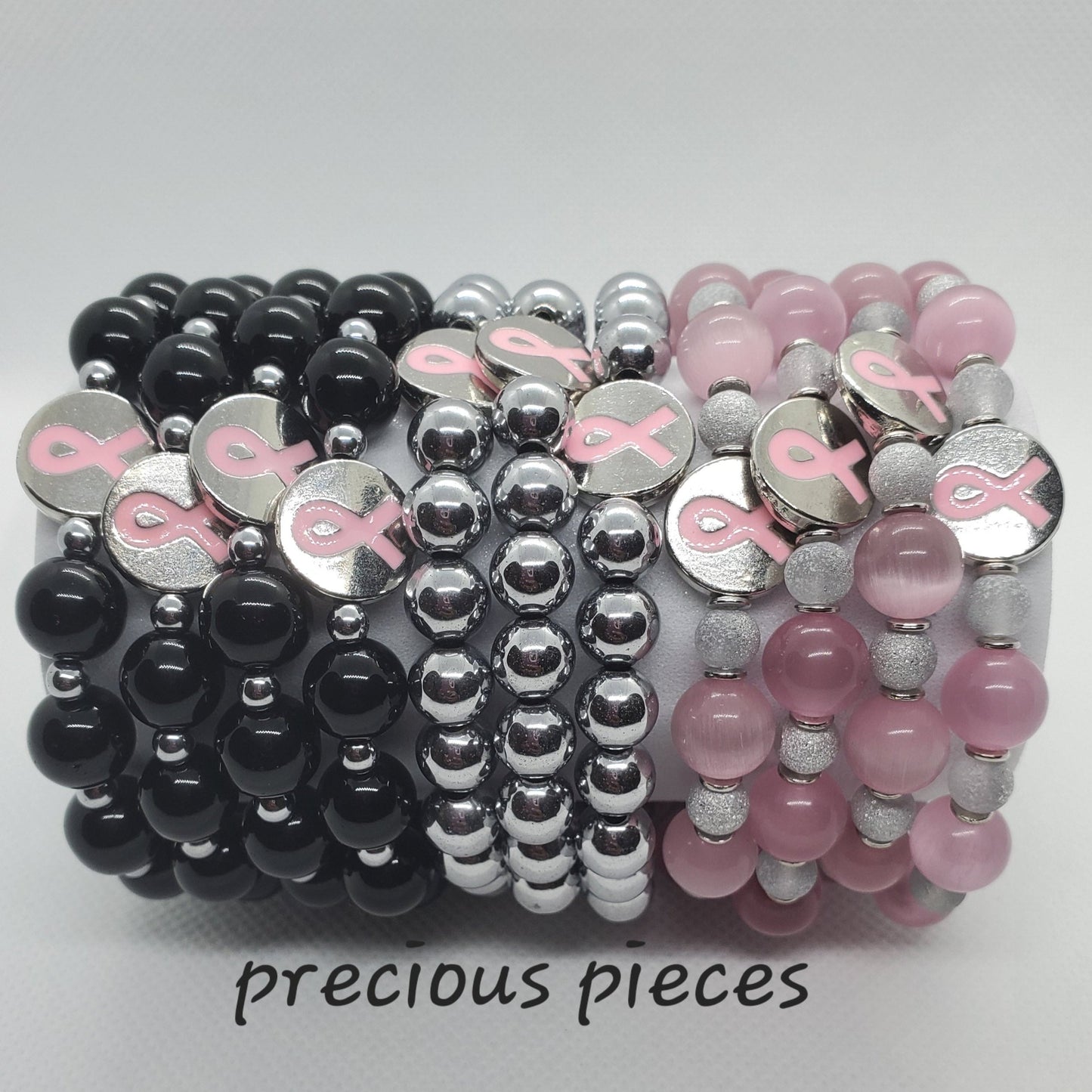 Metal Pink Ribbon Breast Cancer Awareness Bracelets (click for more options)