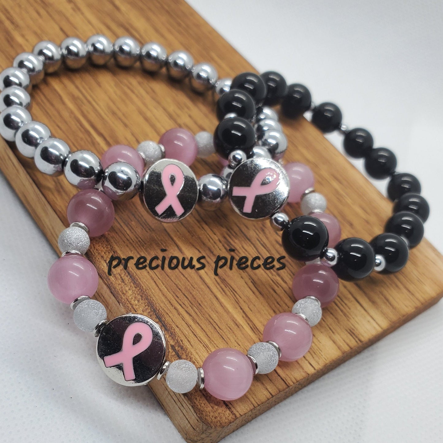 Metal Pink Ribbon Breast Cancer Awareness Bracelets (click for more options)