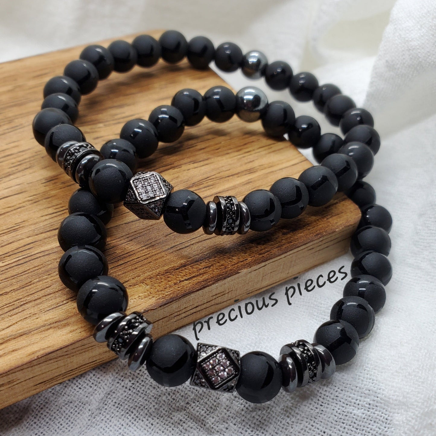Men's Stylish Matte Onxy Beaded Bracelets
