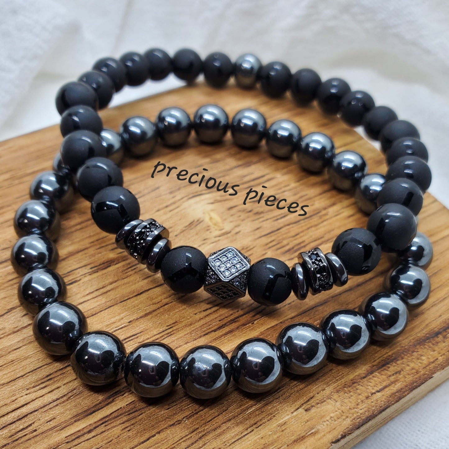 Men's Stylish Matte Onxy Beaded Bracelets