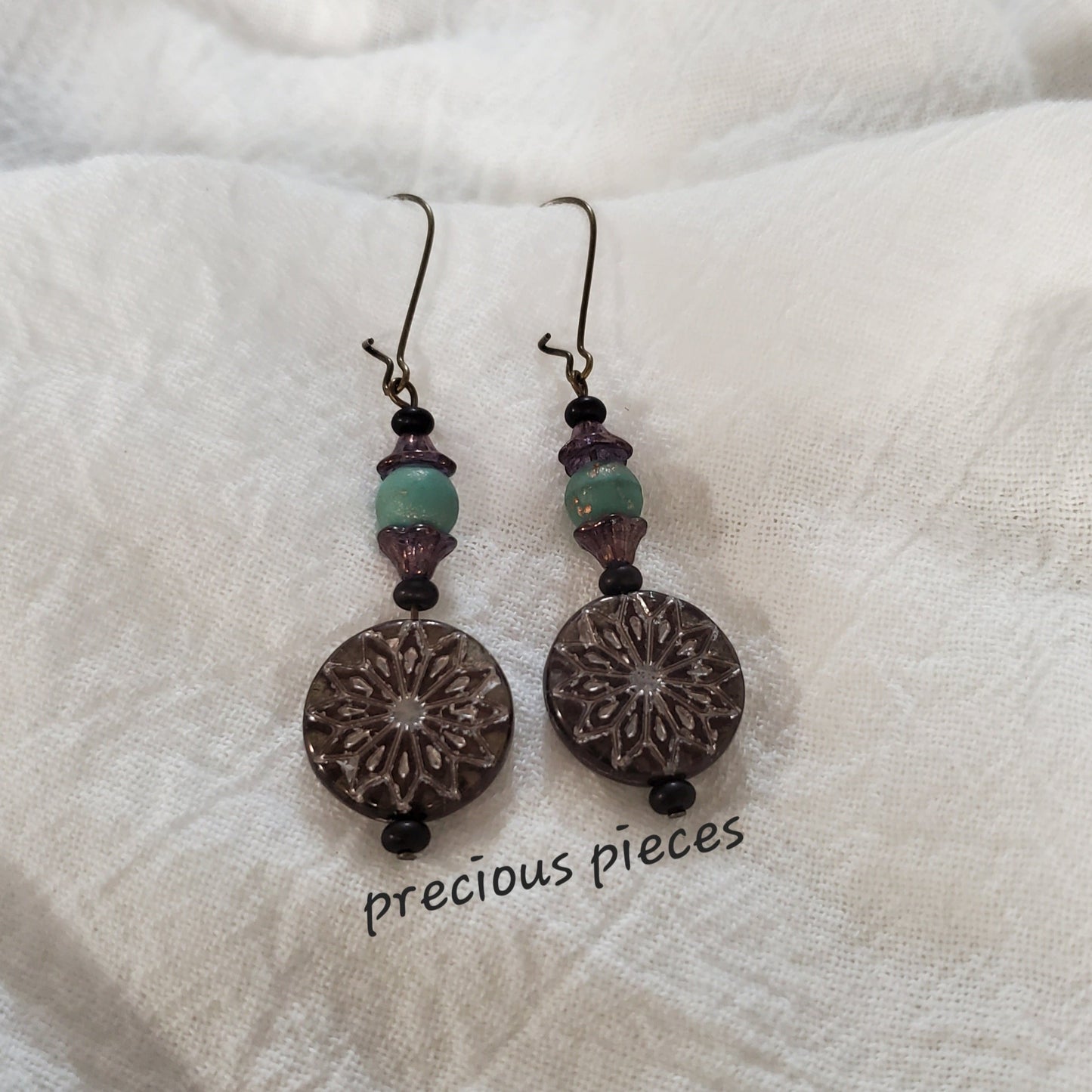 One of A Kind Turquoise and Sunburst Earrings