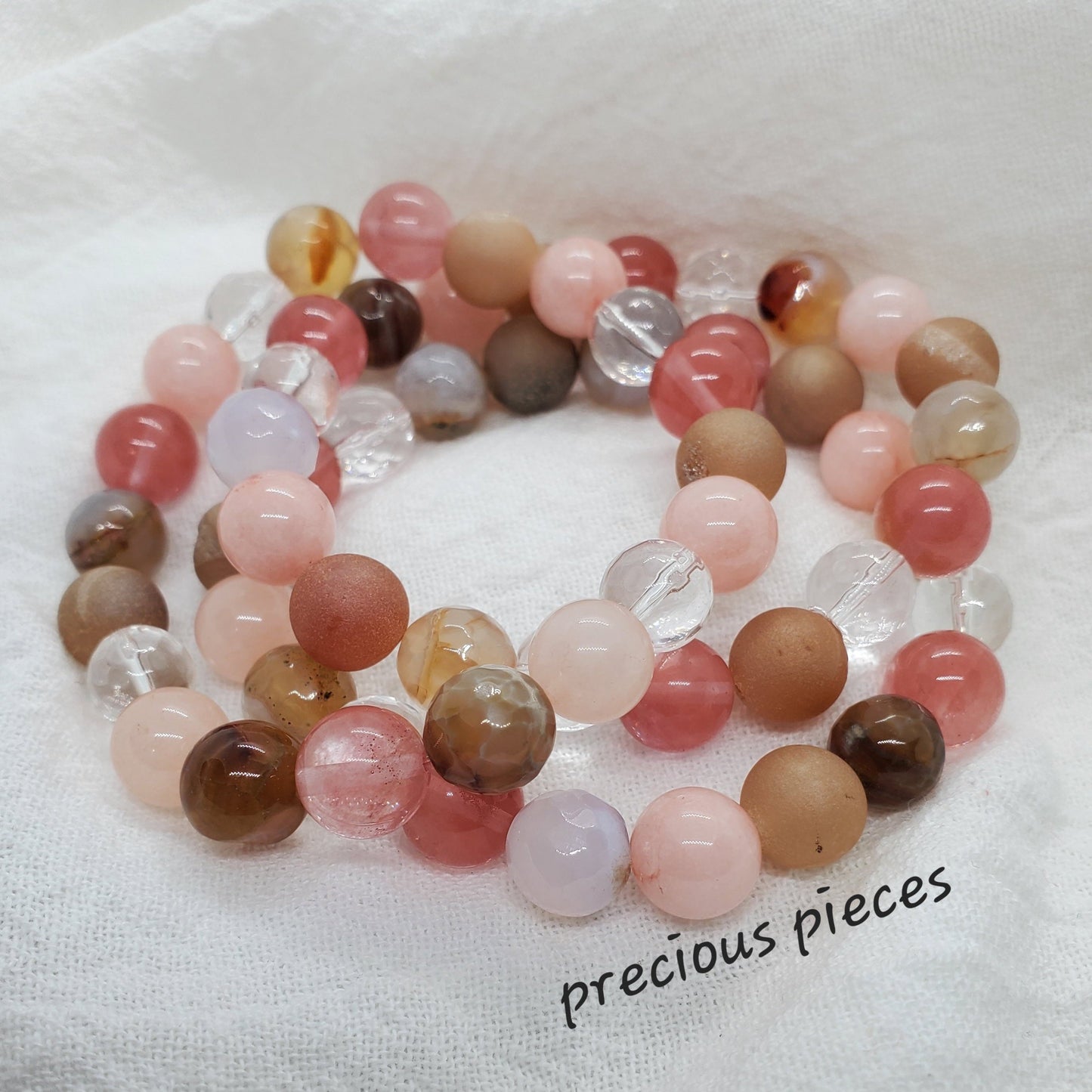 Strawberries and Cream Beaded Bracelets