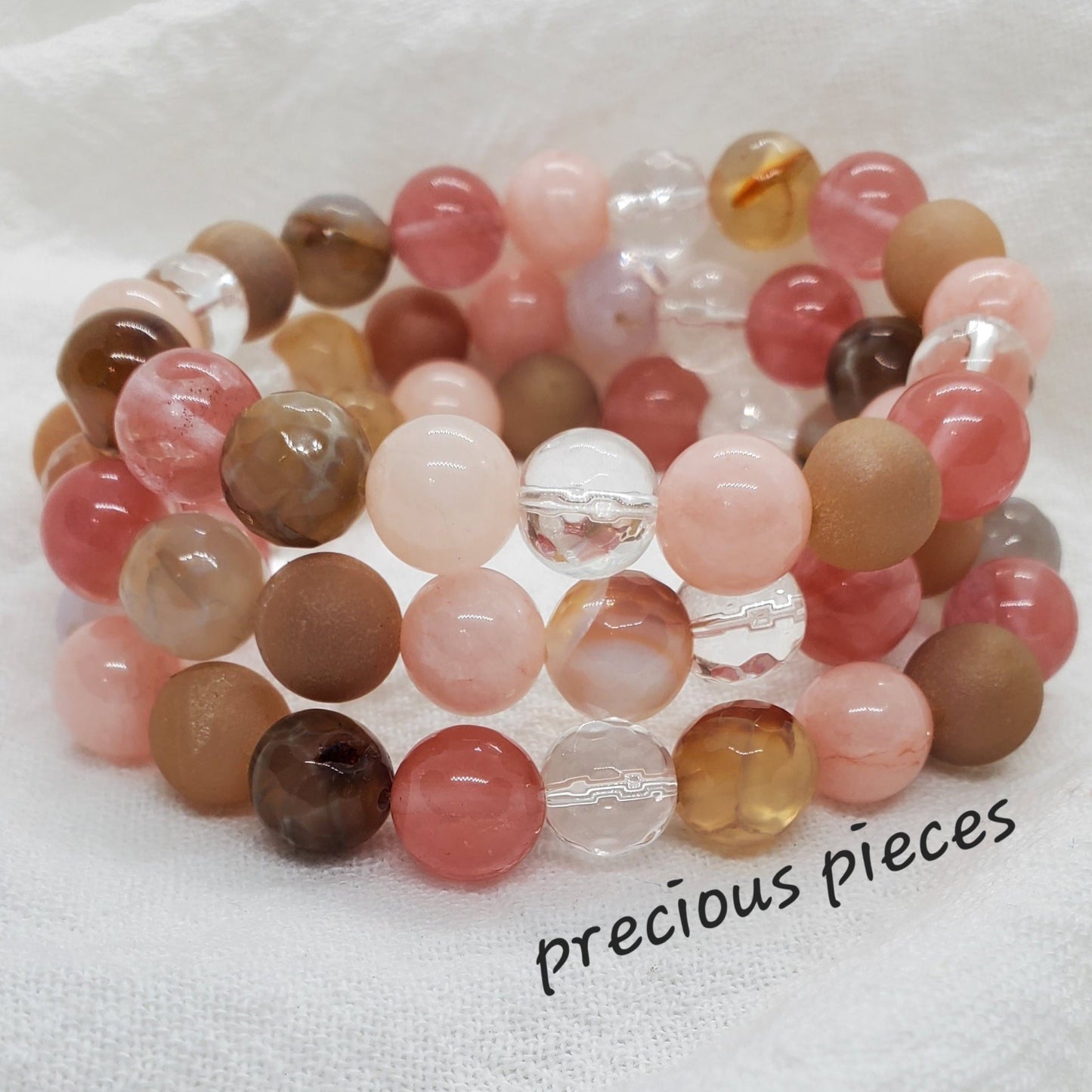 Strawberries and Cream Beaded Bracelets