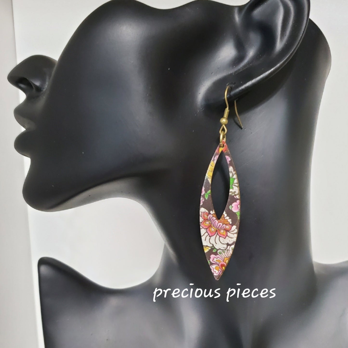Oval Floral Dangle Earrings