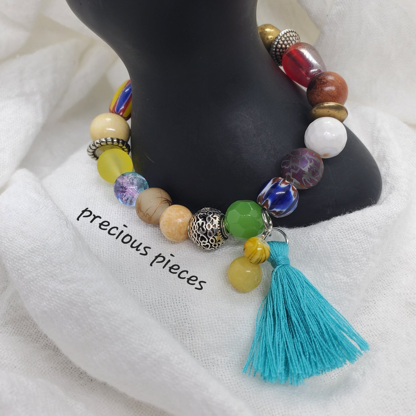 One of A Kind Turquoise Tassel Bracelet