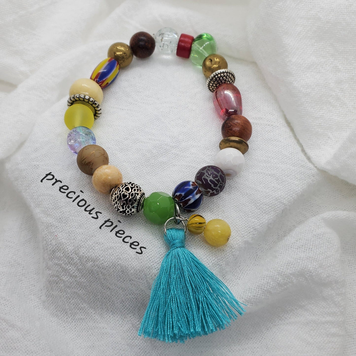 One of A Kind Turquoise Tassel Bracelet