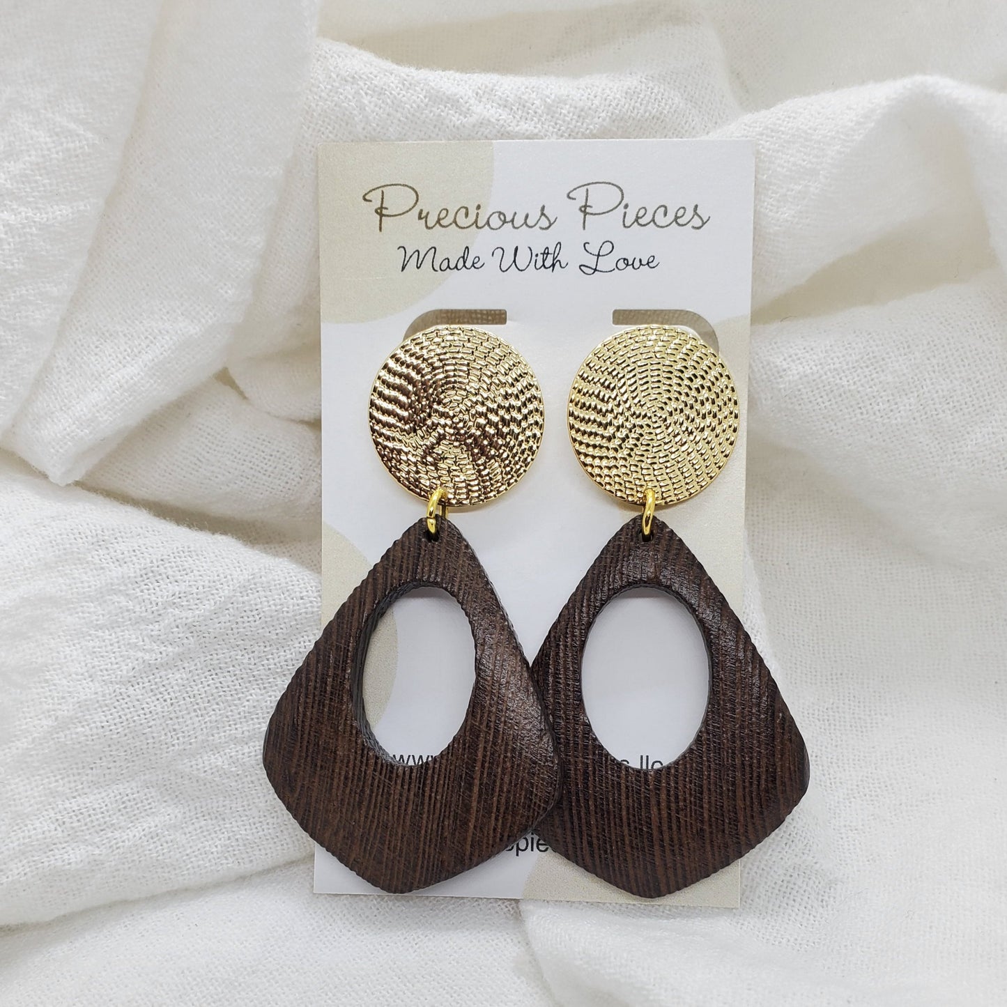 Dark Wood Diamond Shape Earrings