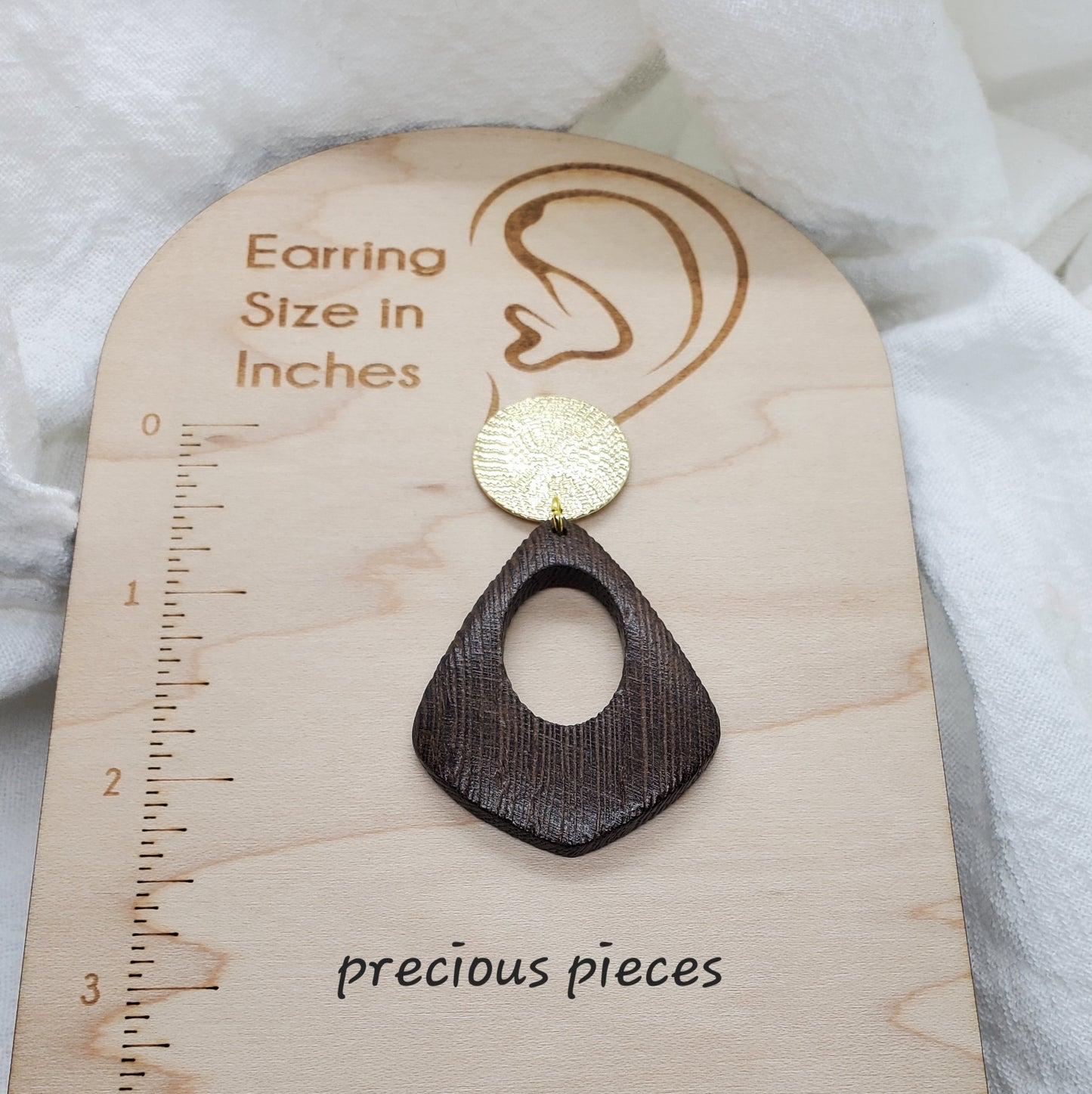 Dark Wood Diamond Shape Earrings