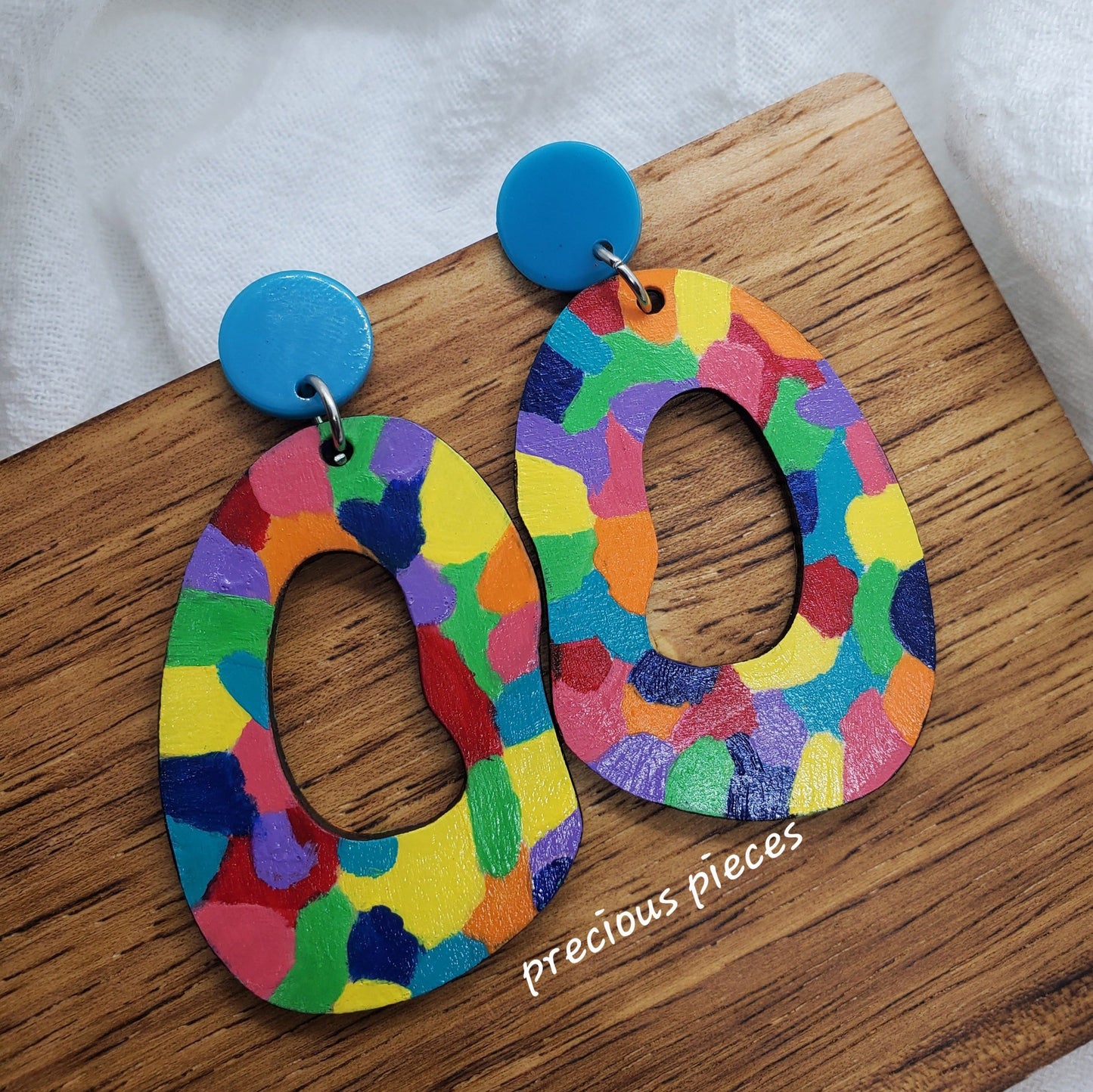 Multicolored Bean Shape Earrings