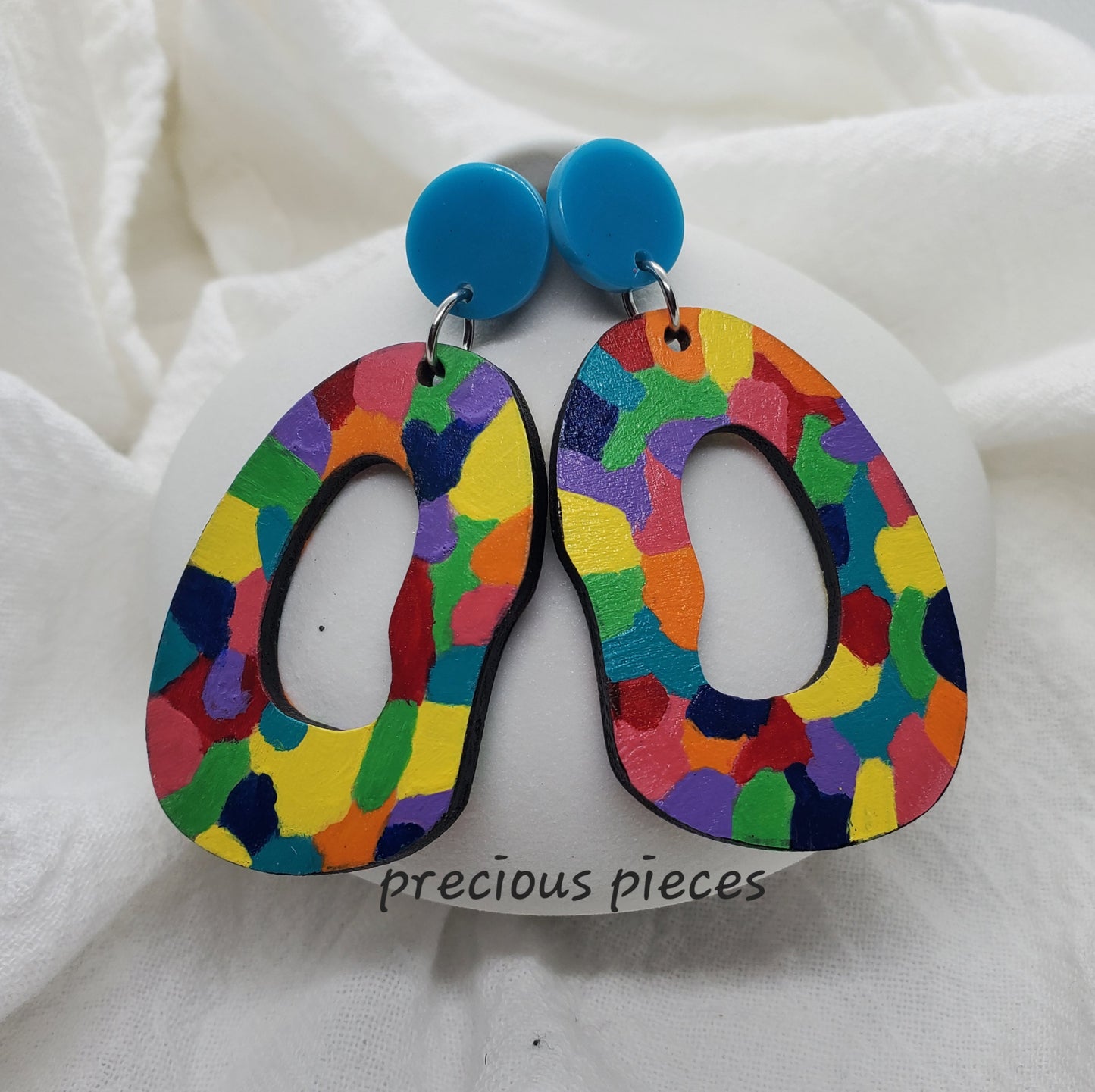 Multicolored Bean Shape Earrings