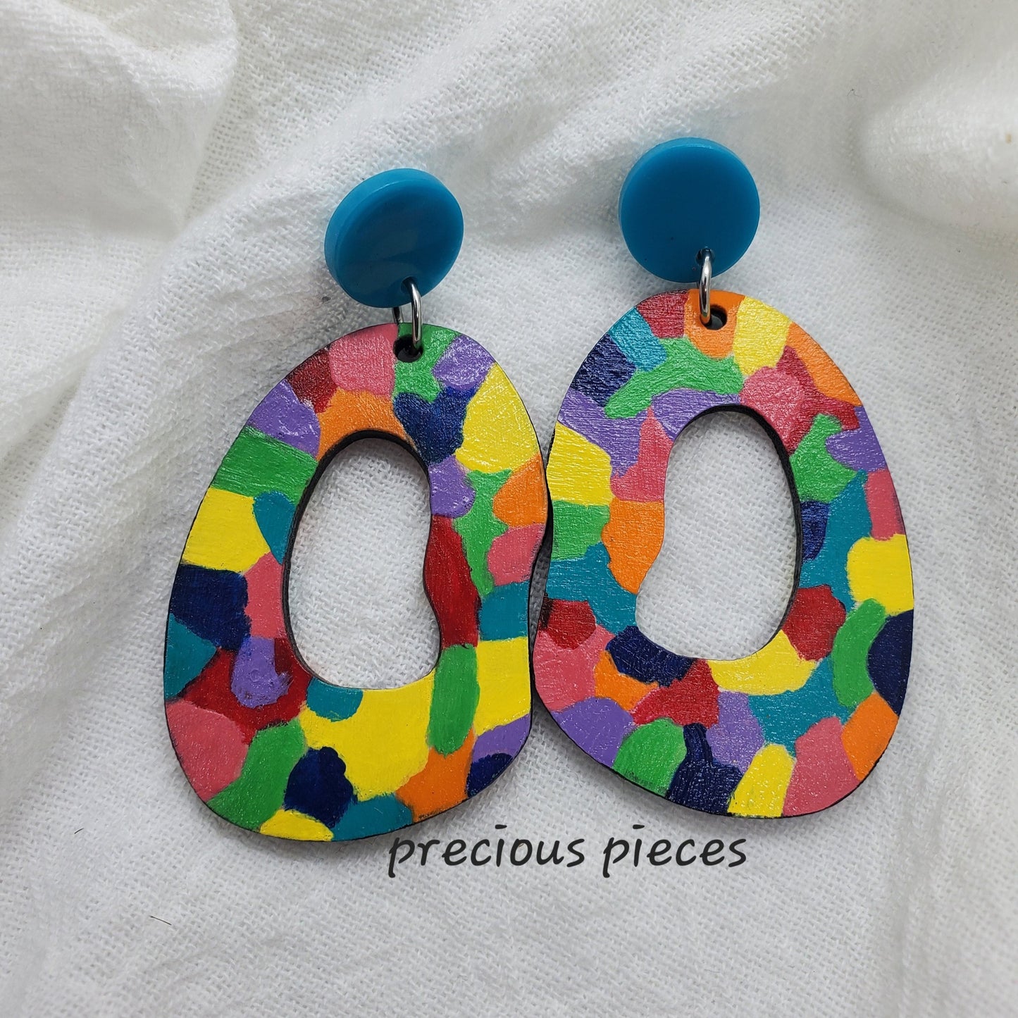 Multicolored Bean Shape Earrings