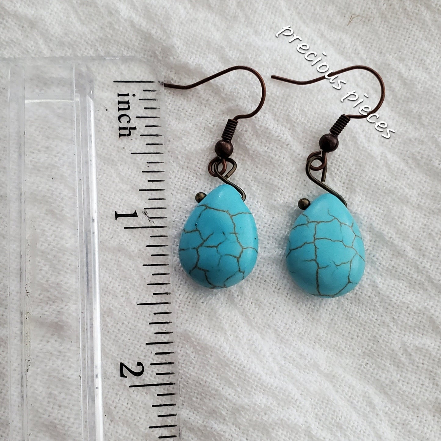Turquoise Howlite Teardrop Earrings