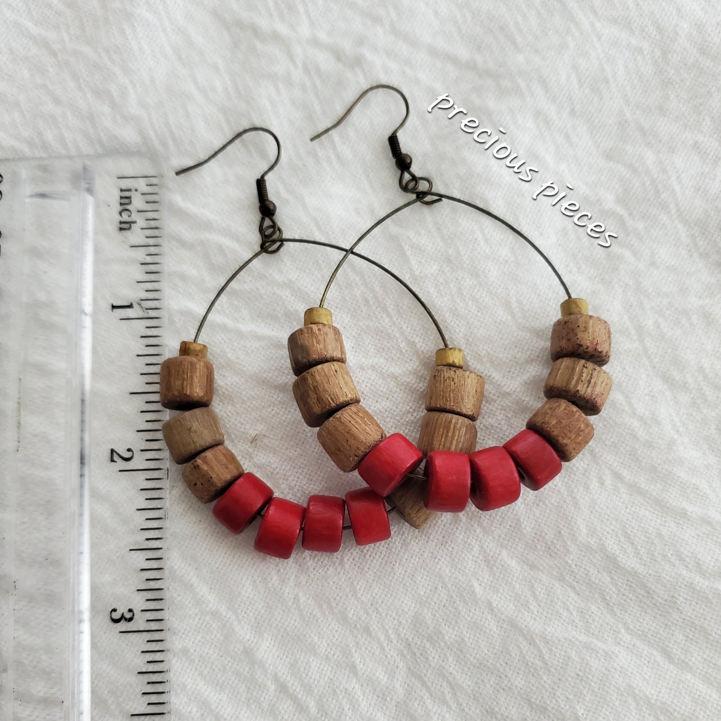 Red and Brown Hoop Earrings