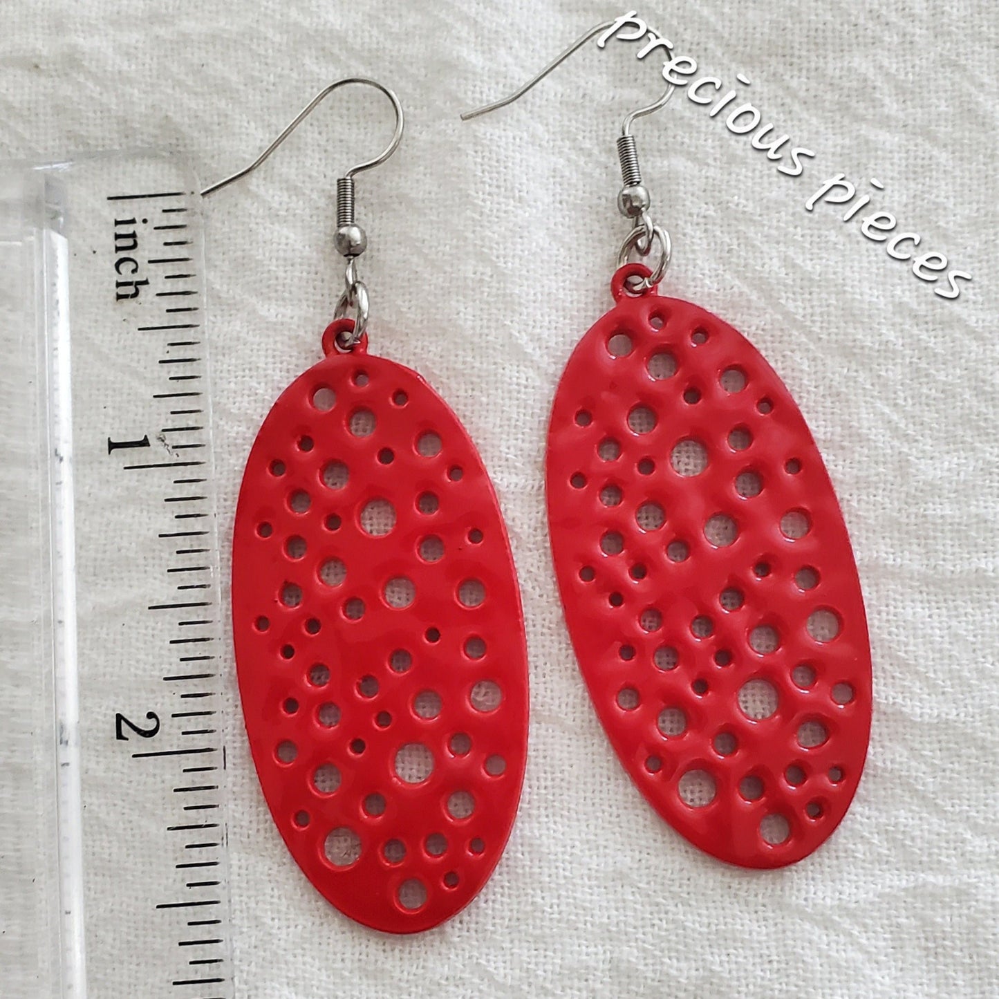 Red Oval Earrings