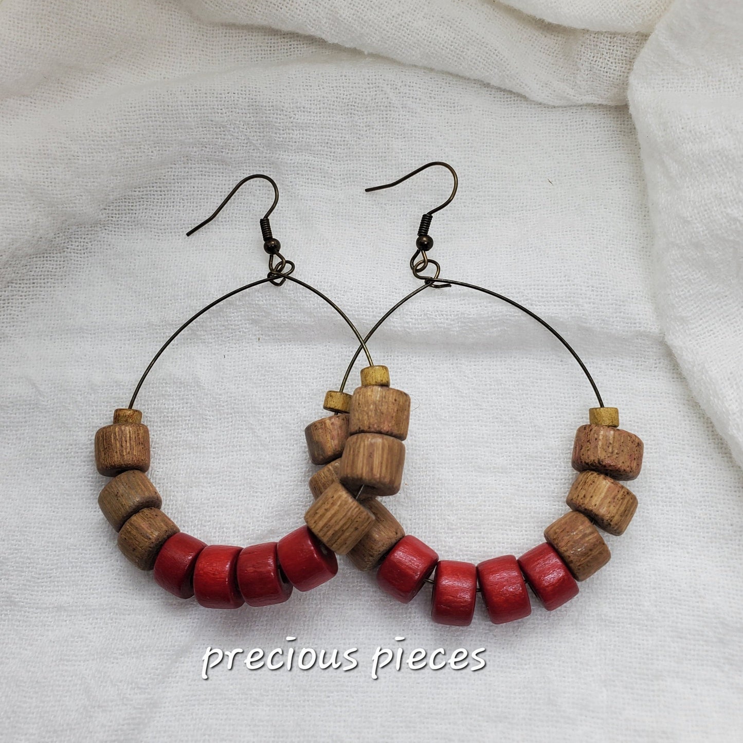 Red and Brown Hoop Earrings