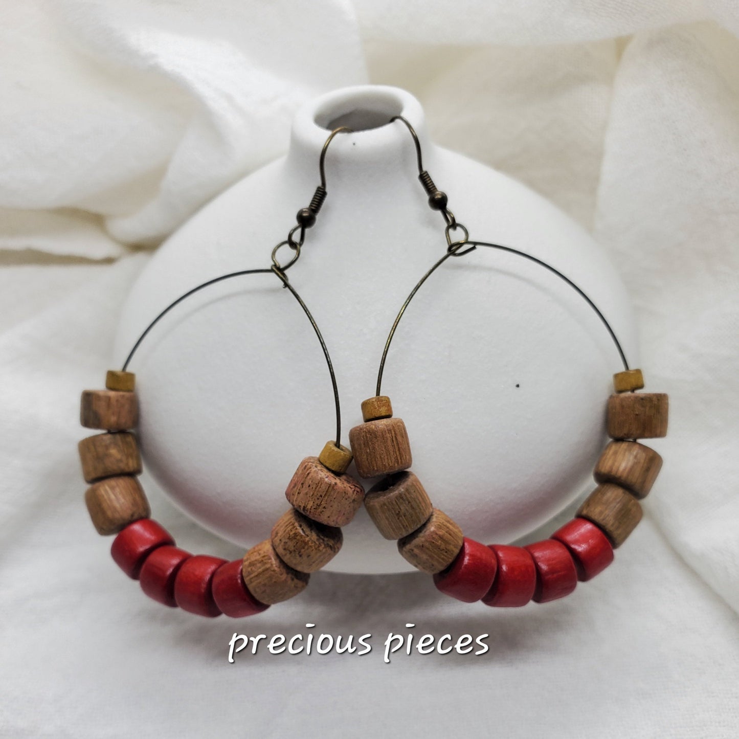 Red and Brown Hoop Earrings