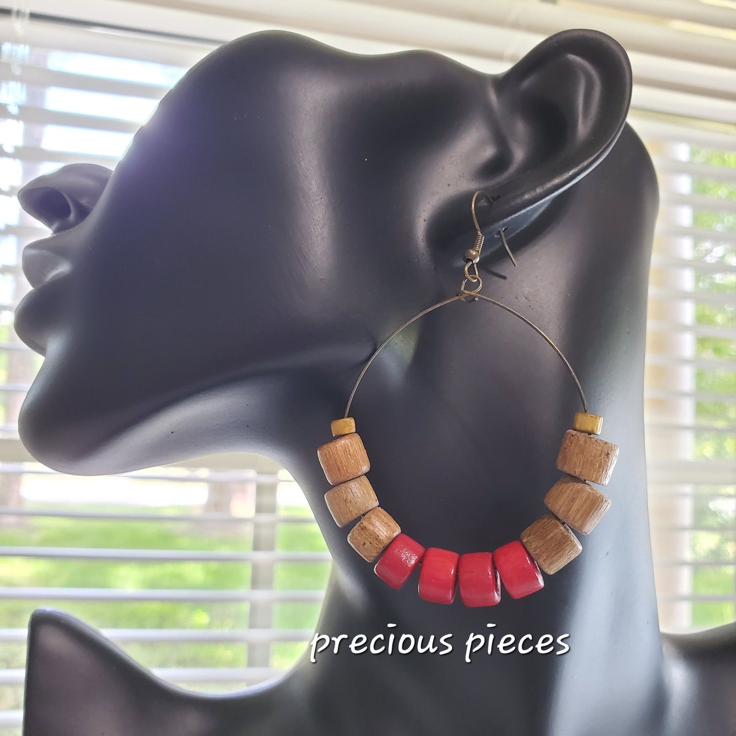 Red and Brown Hoop Earrings