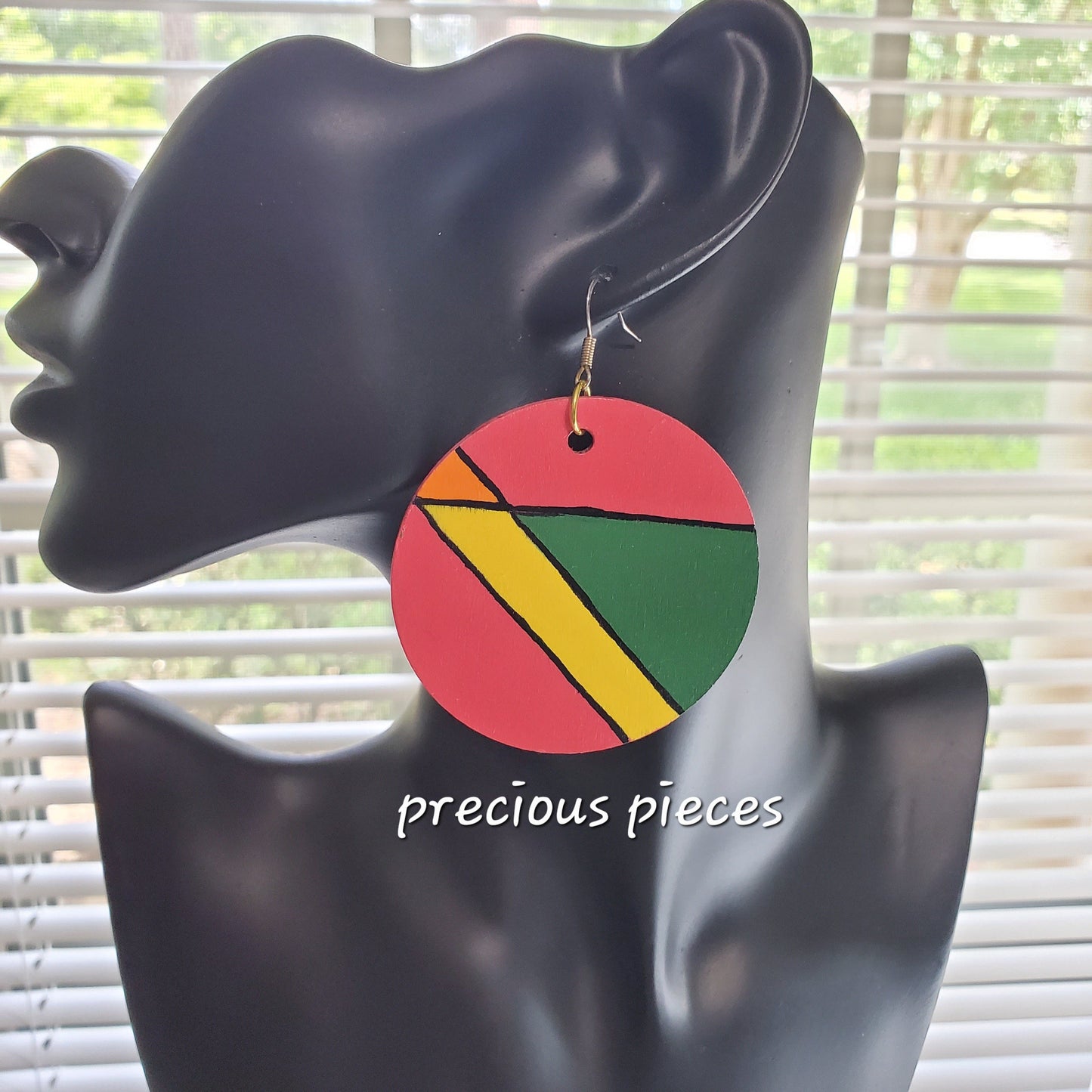 Multicolored Hand Painted Wood Earrings