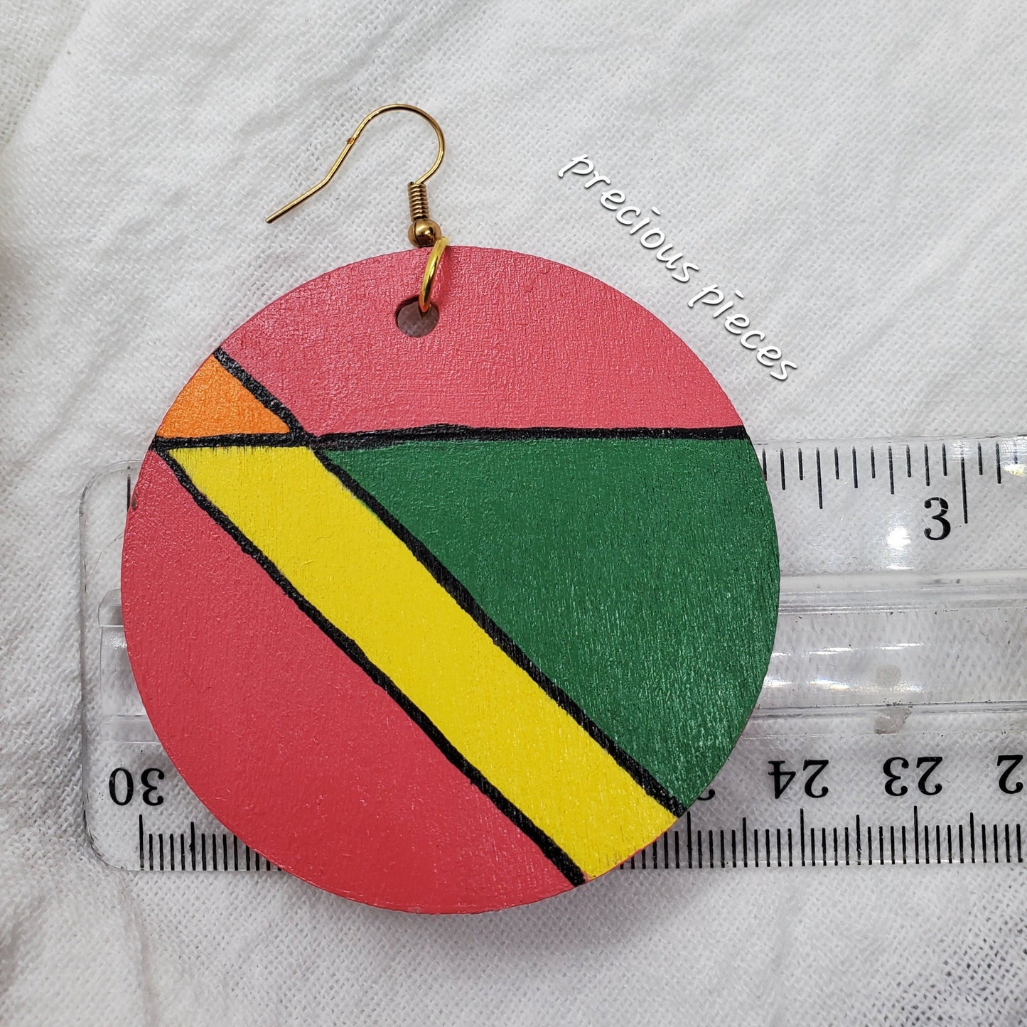 Multicolored Hand Painted Wood Earrings
