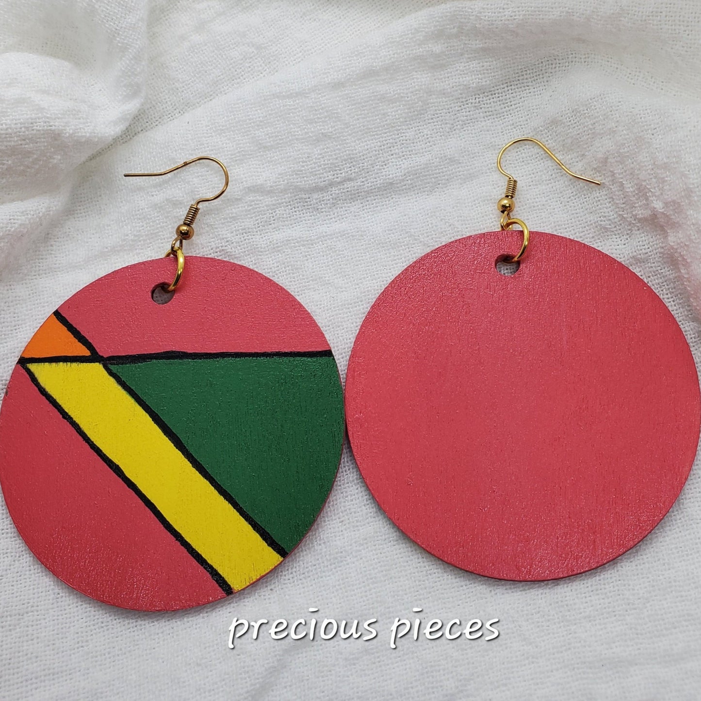 Multicolored Hand Painted Wood Earrings