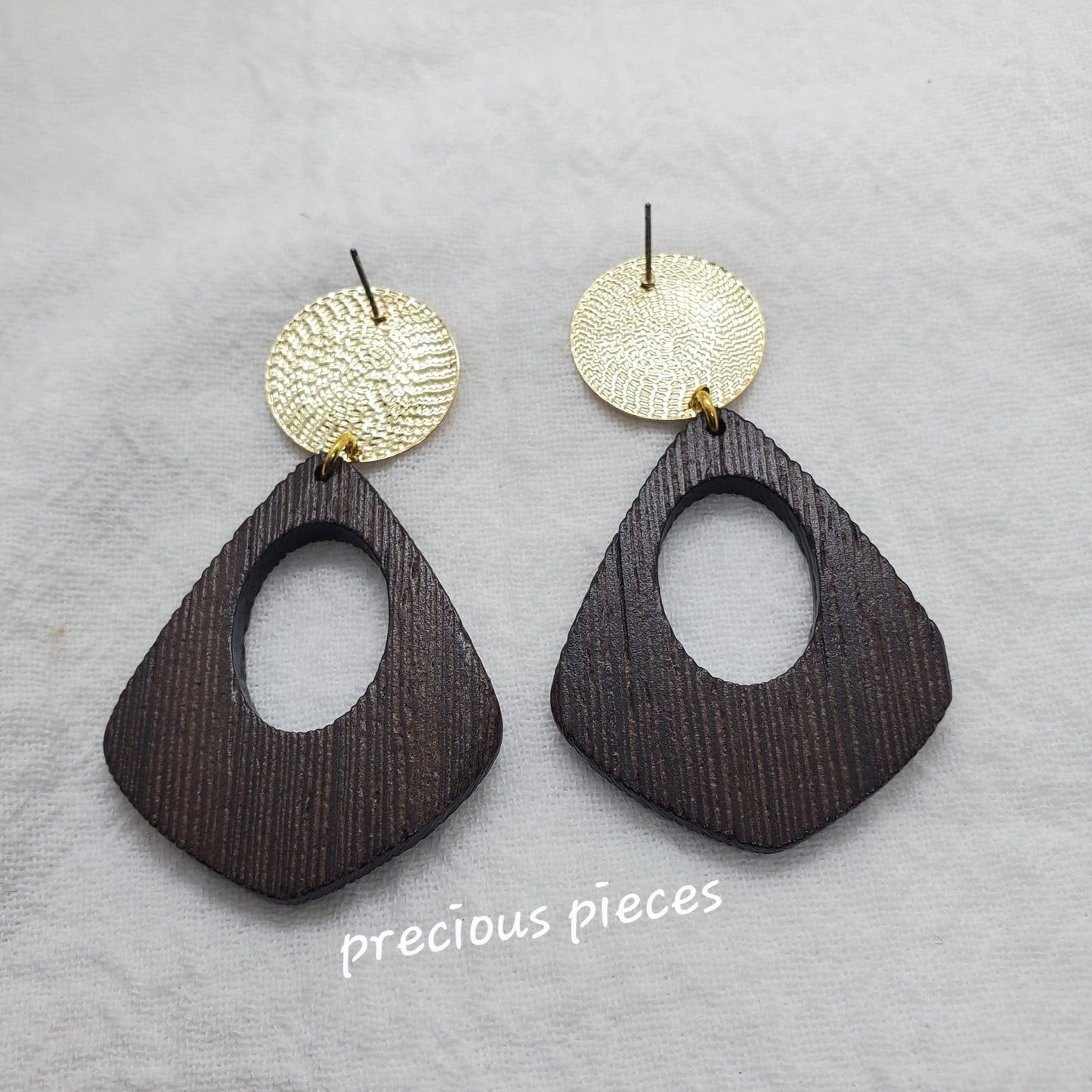 Dark Wood Diamond Shape Earrings
