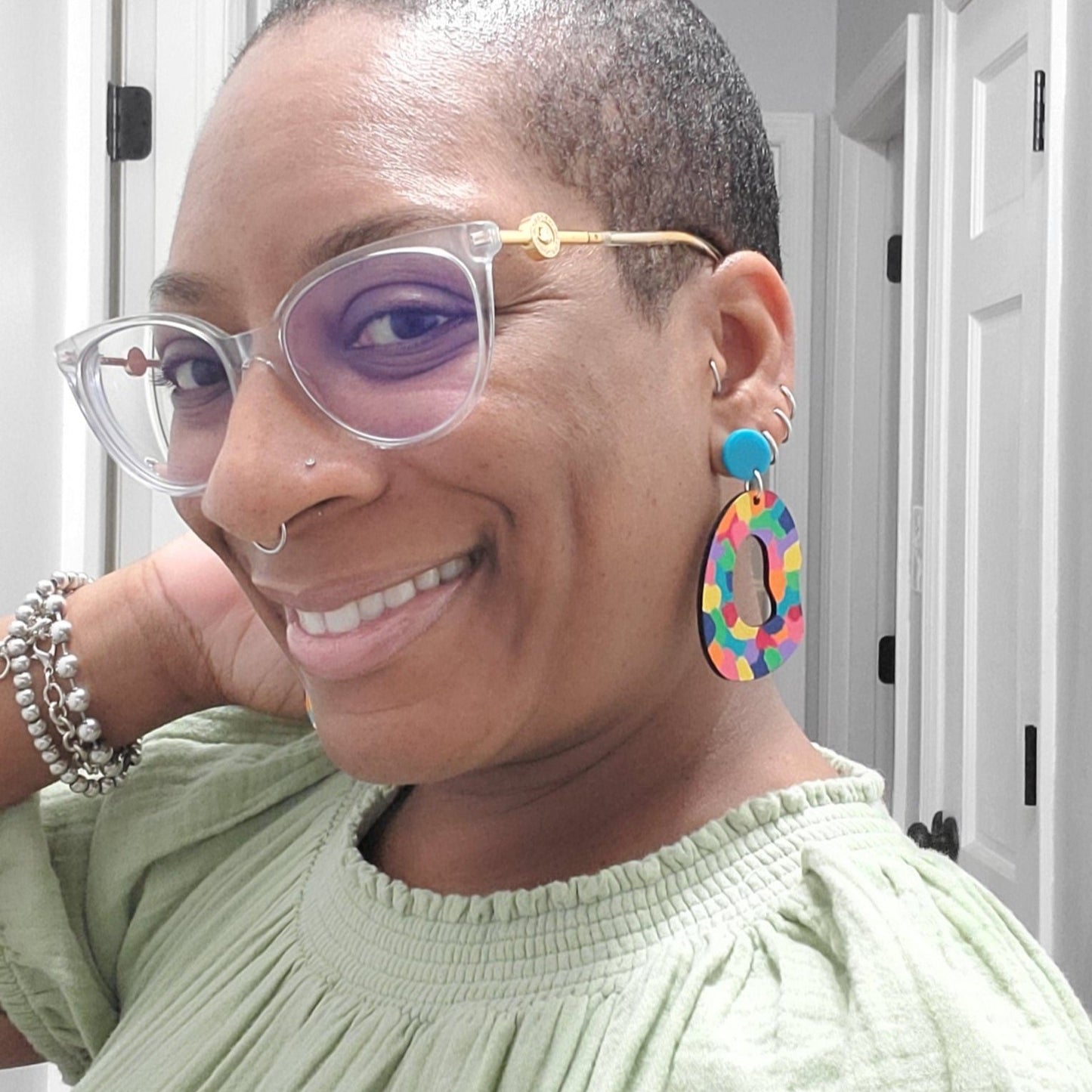 Multicolored Bean Shape Earrings
