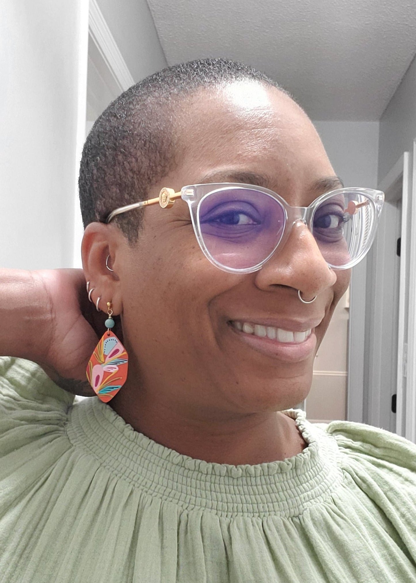 Orange Floral Drop Earrings