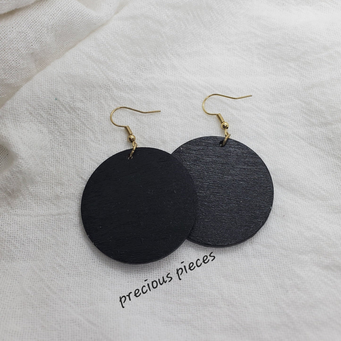 Gold and Black Hand Painted Wood Earrings