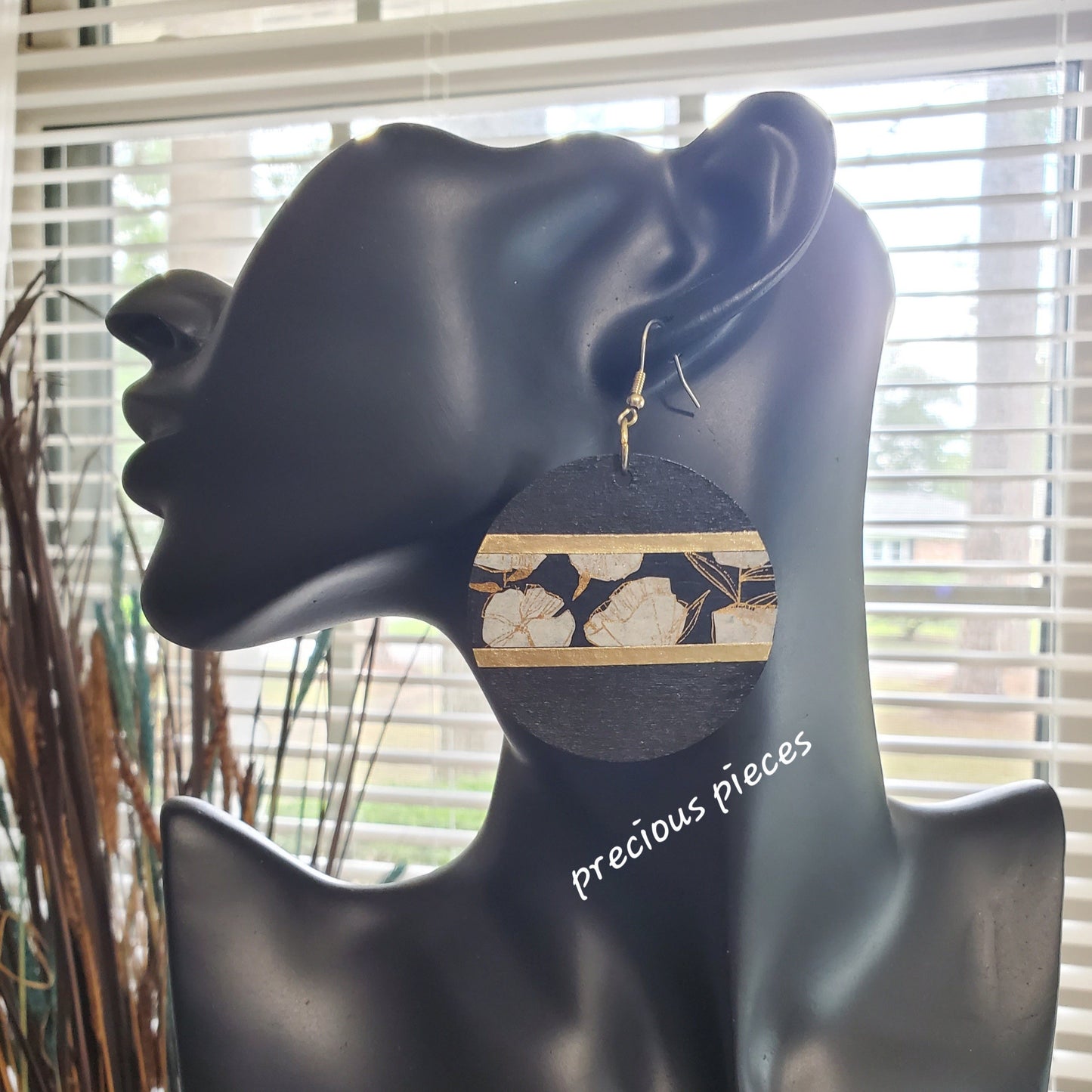 Decoupage and Hand Painted Wood Earrings