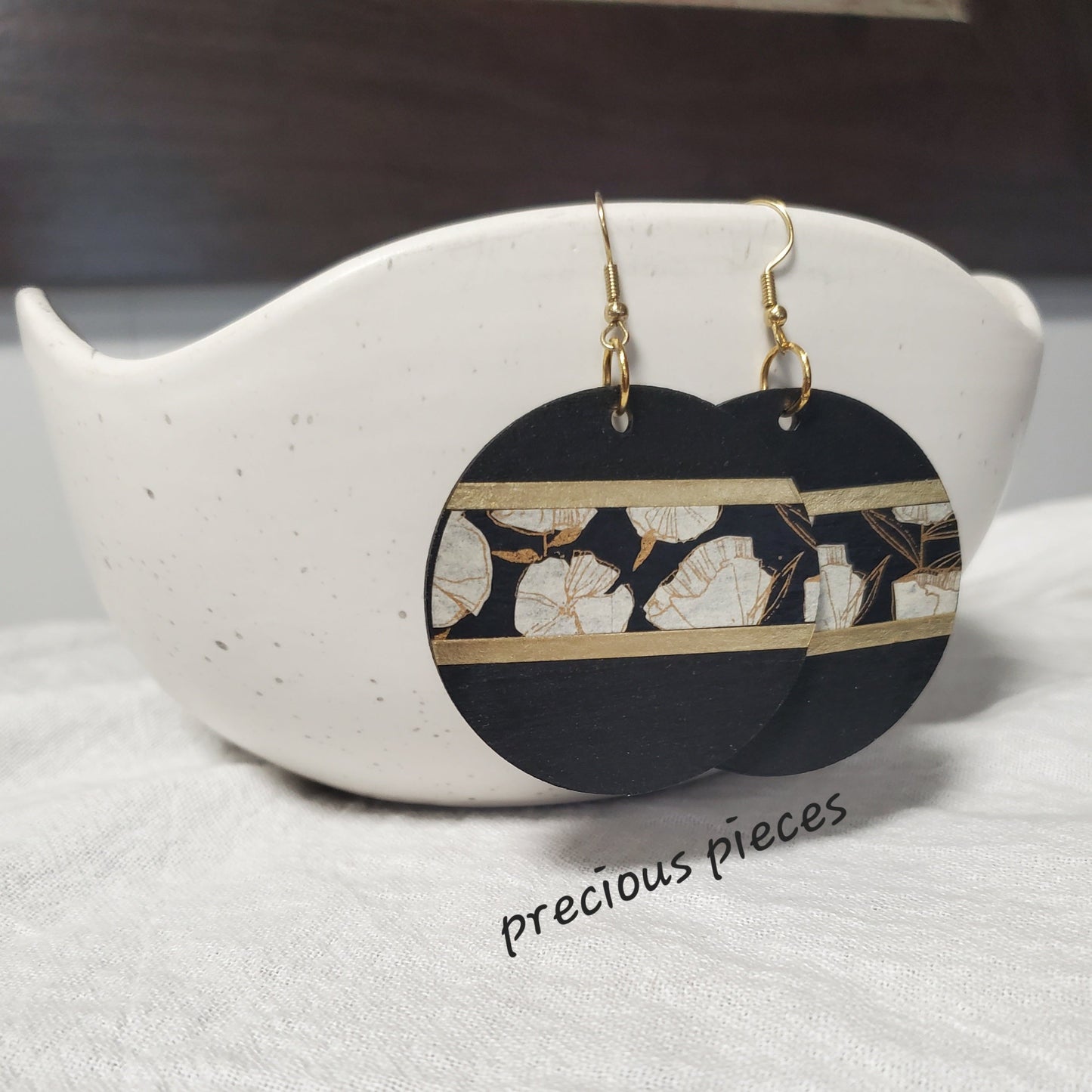 Decoupage and Hand Painted Wood Earrings