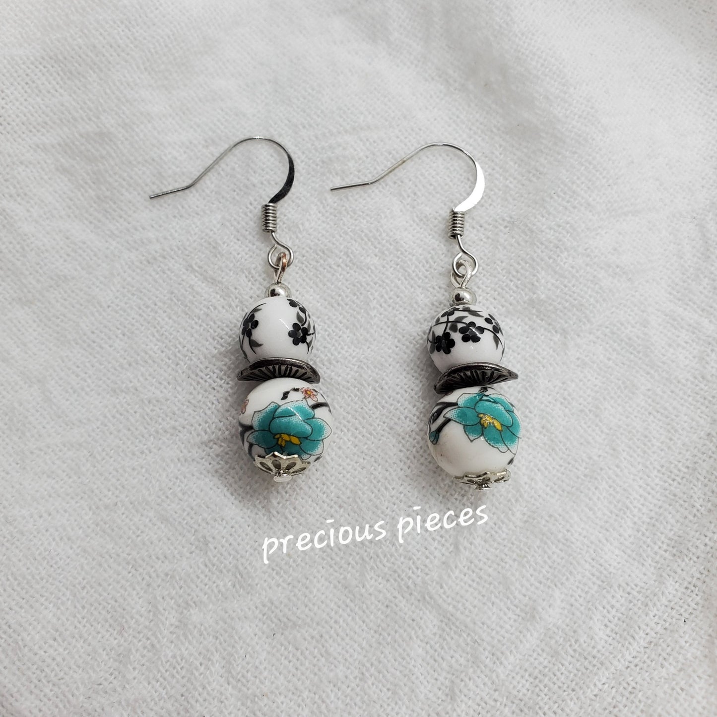 Ceramic Flower Beaded Earrings