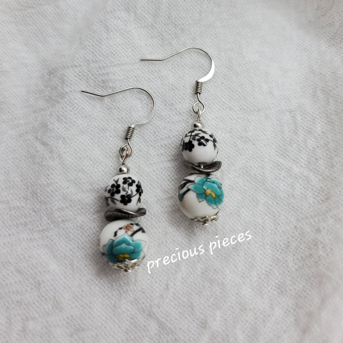 Ceramic Flower Beaded Earrings
