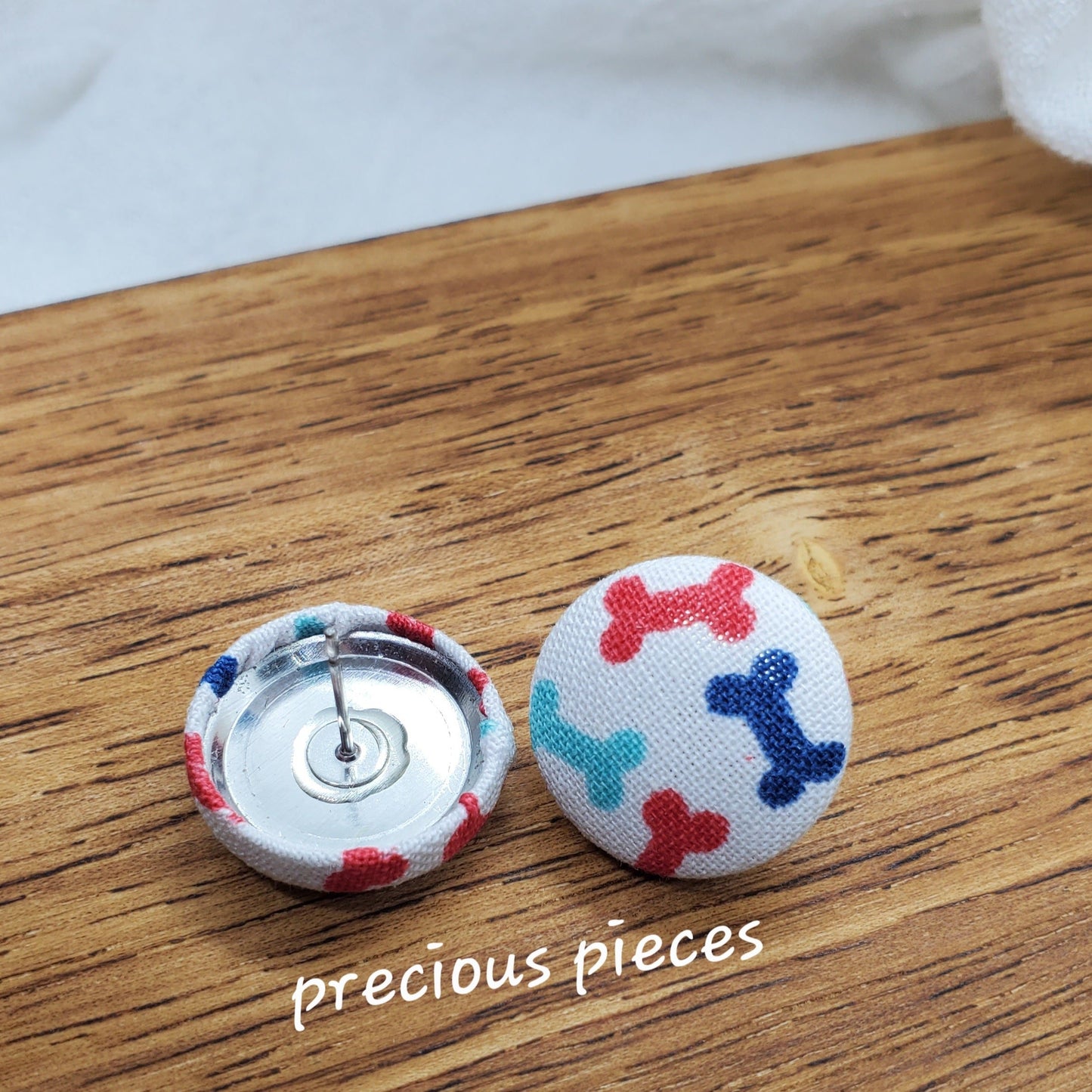 Colorful Doggy Bone Fabric Earrings