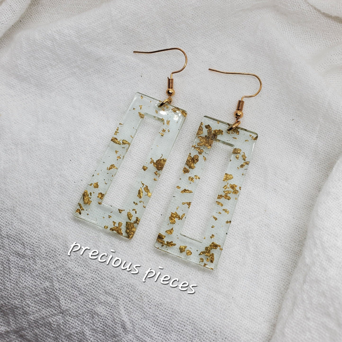 Minty Gold Flake Drop Earrings