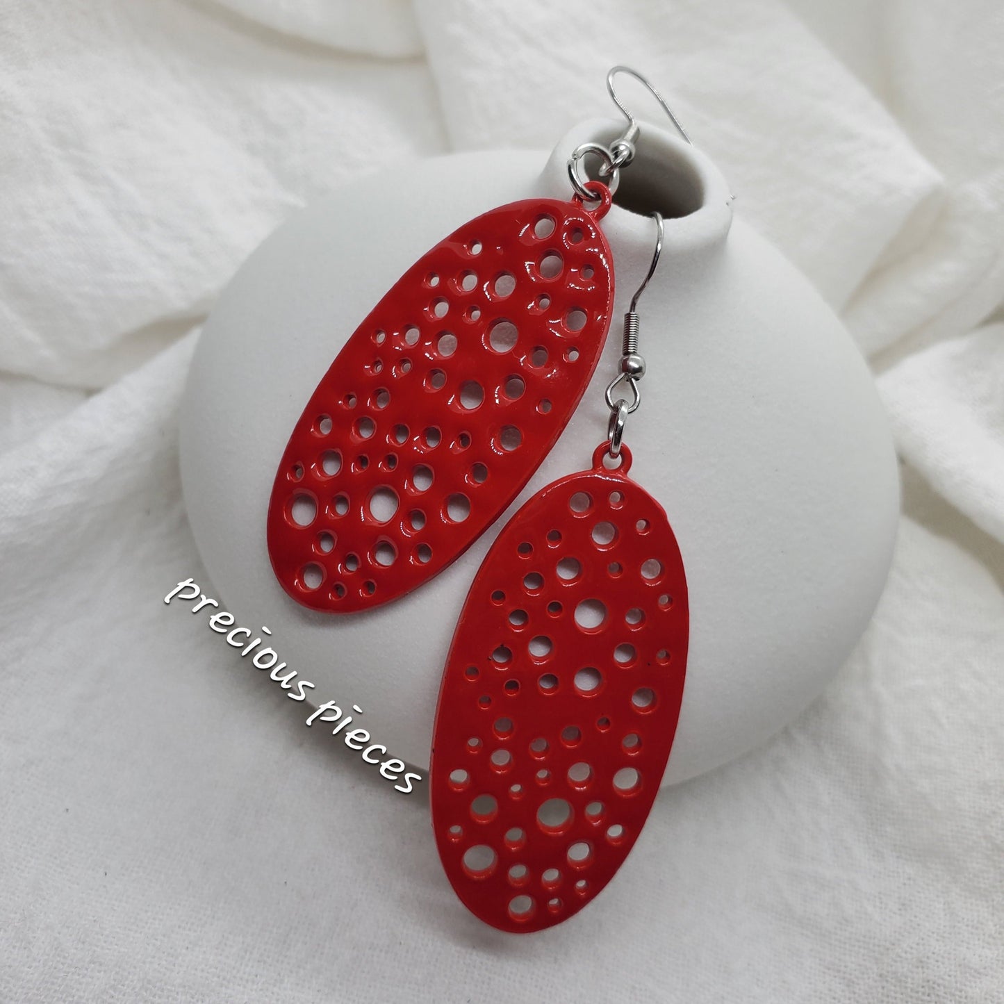 Red Oval Earrings