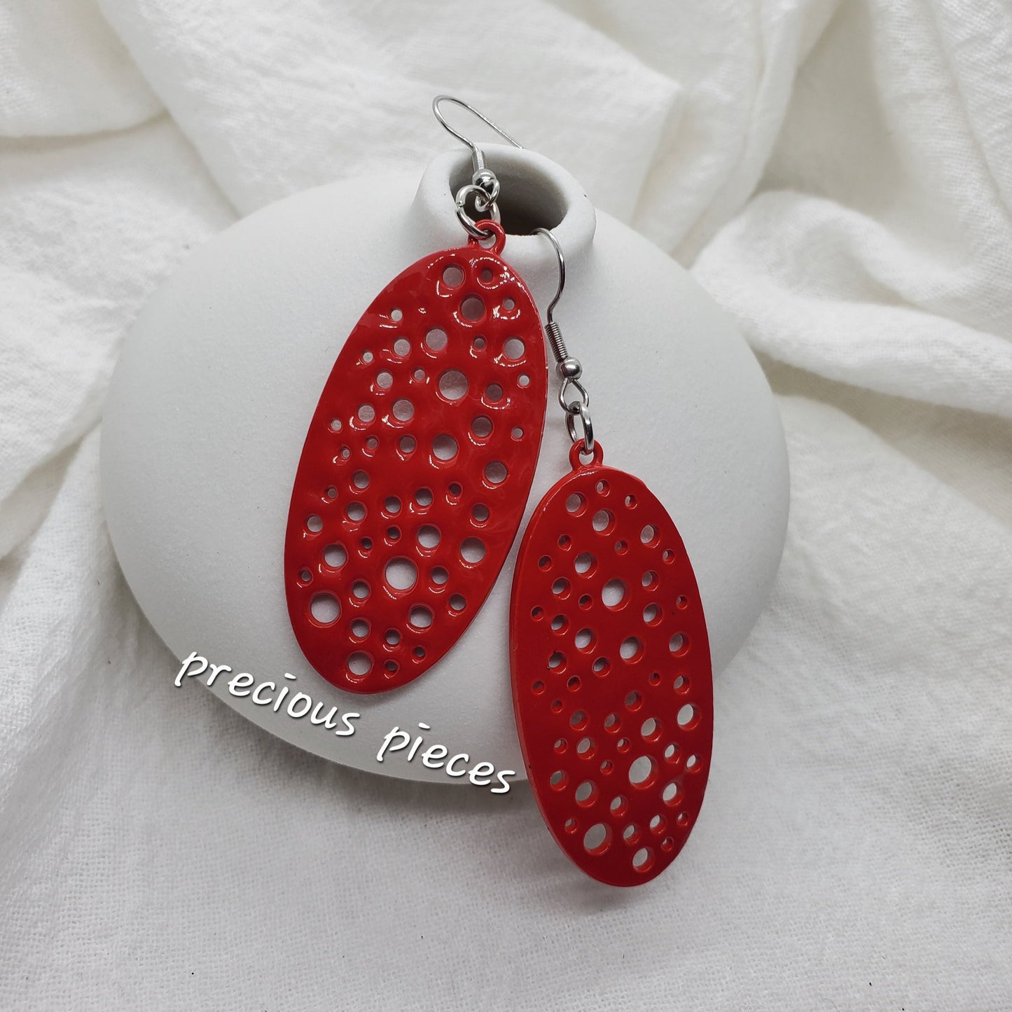 Red Oval Earrings