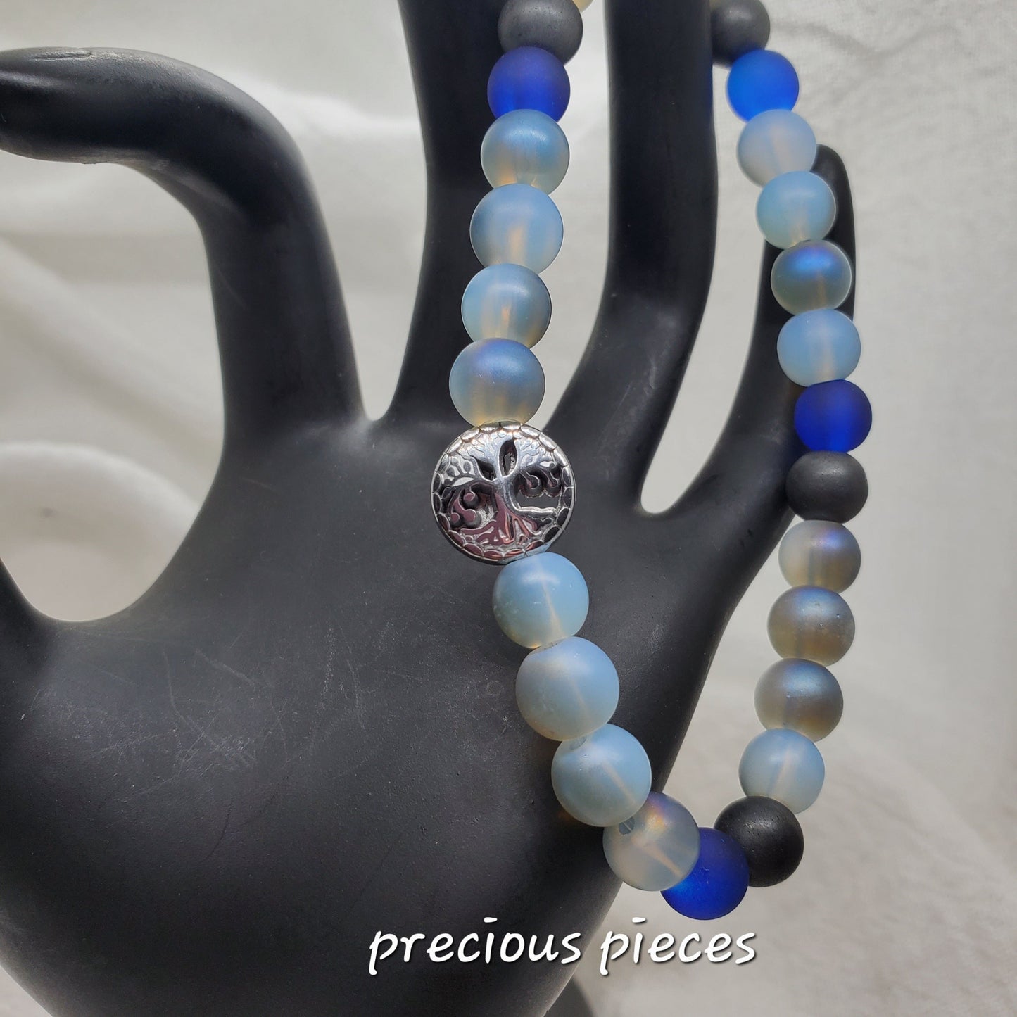 Men's Tree of Life Frosted Glass Beaded Bracelets