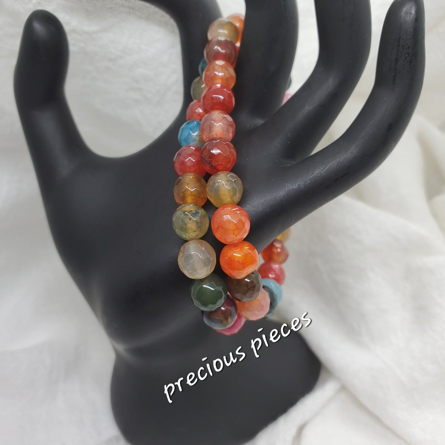 Multicolored Faceted Agate Beaded Bracelets