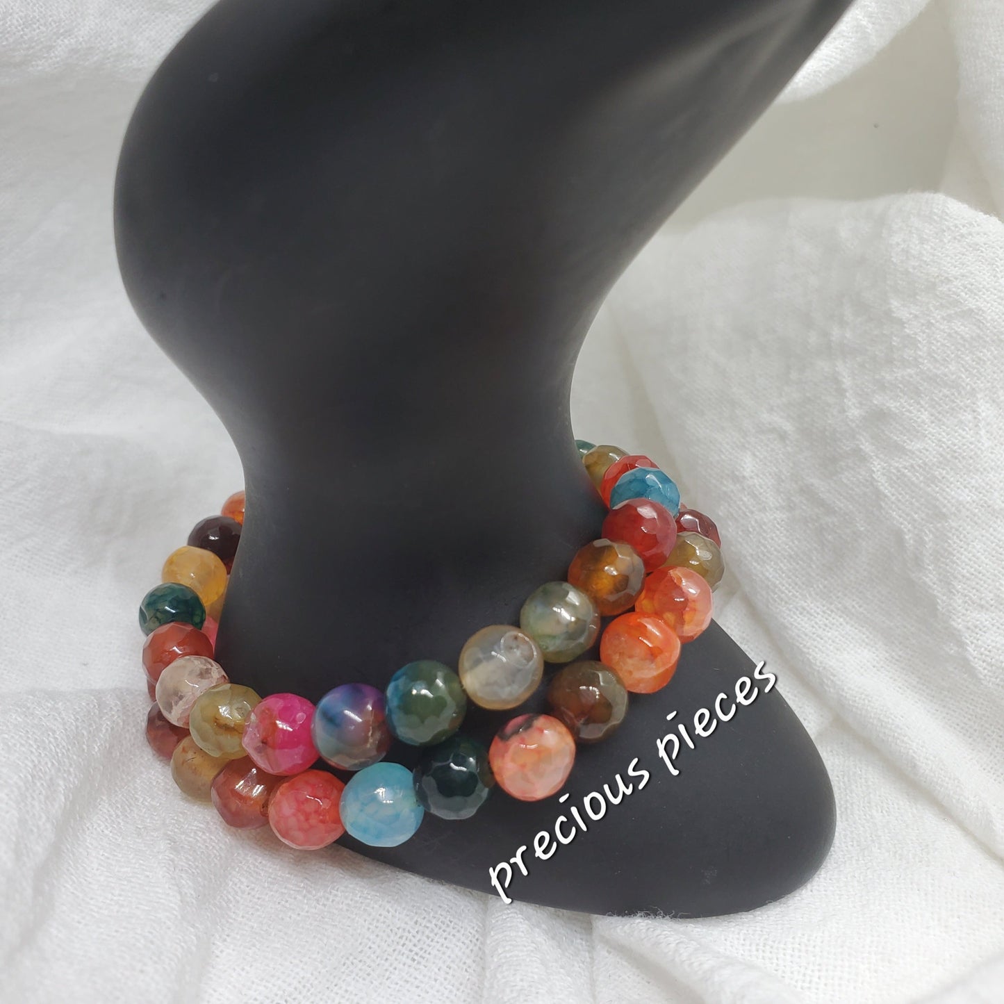 Multicolored Faceted Agate Beaded Bracelets