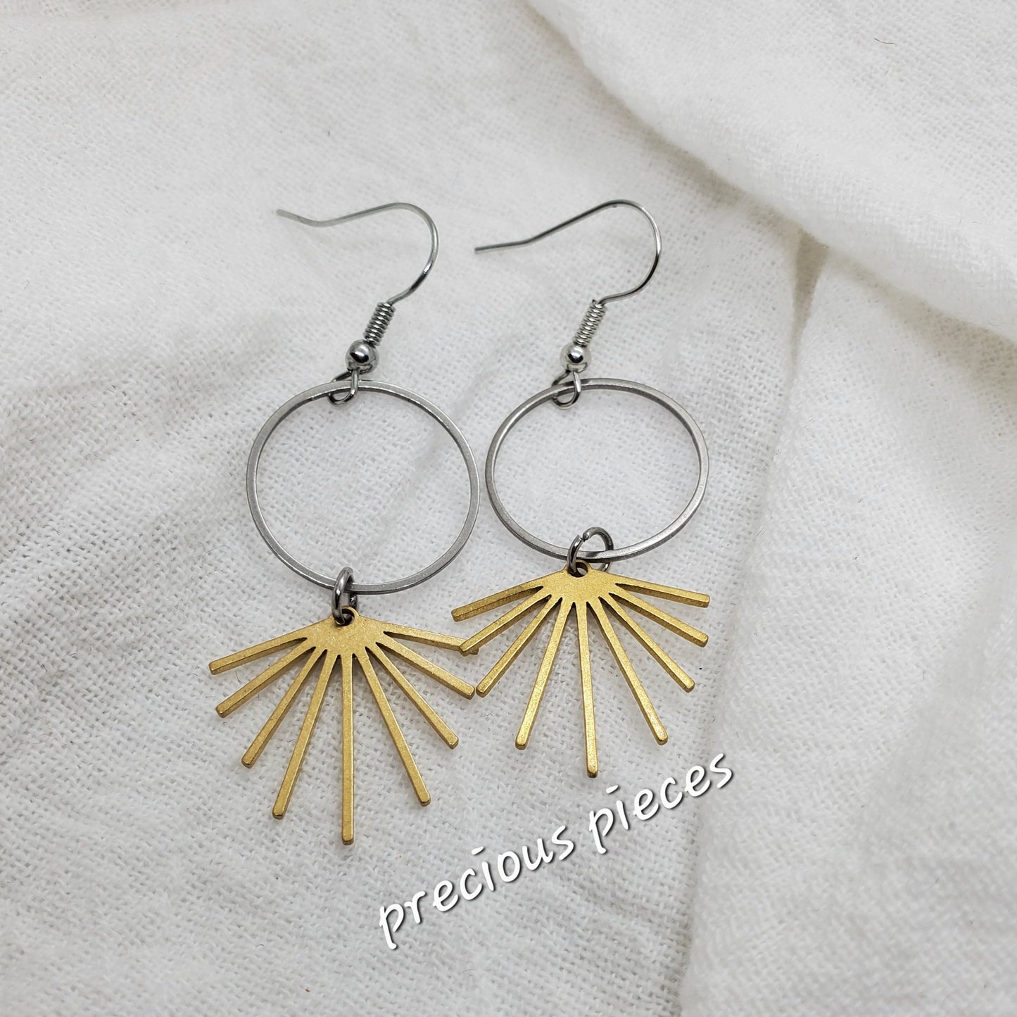 Sunburst Mixed Metal Dangle Earrings (click for more options)