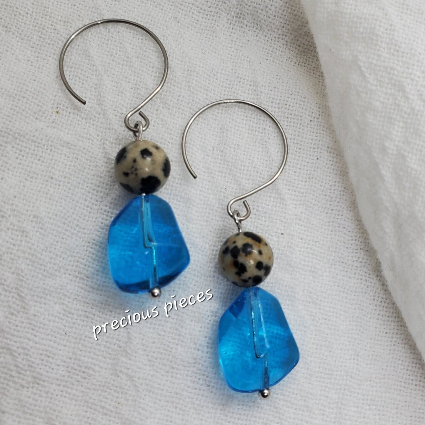 Turquoise Nugget and Dalmatian Jasper Beaded Earrings
