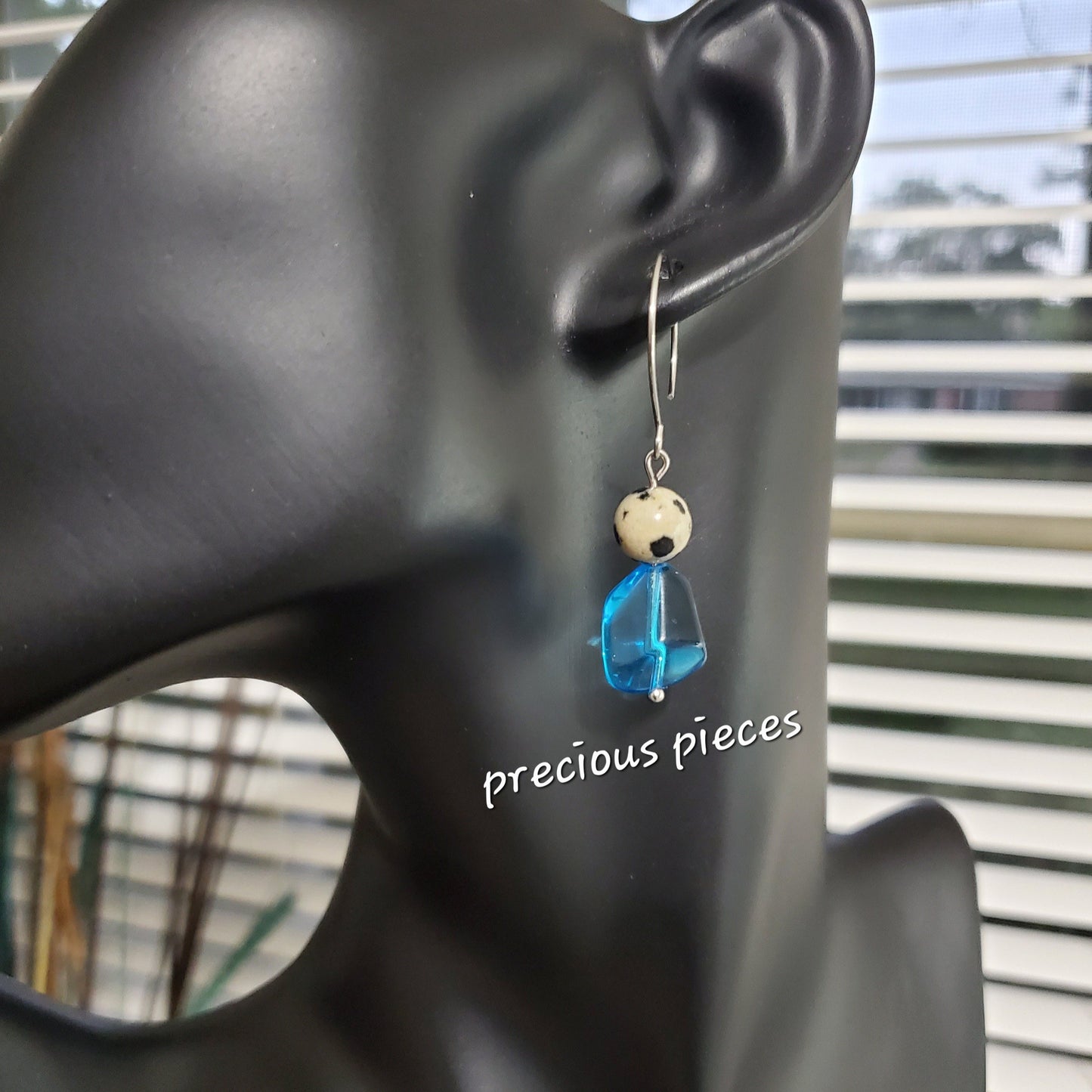 Turquoise Nugget and Dalmatian Jasper Beaded Earrings