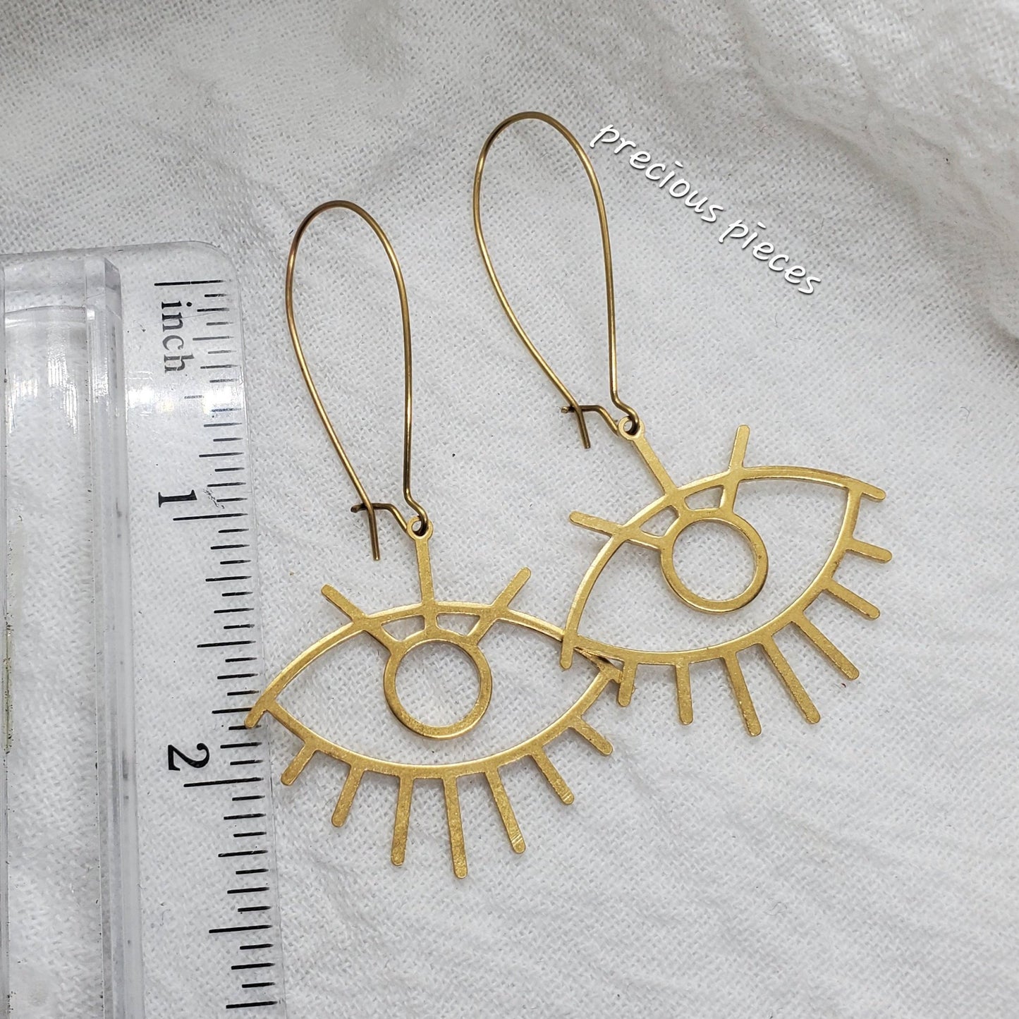 Brass Evil Eye Dangle Earrings