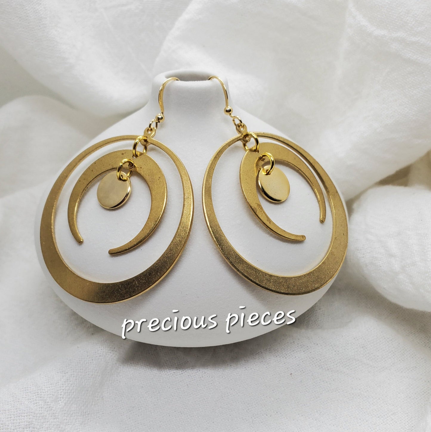 Brass Hoop and Moon Shape Earrings (click for other options)