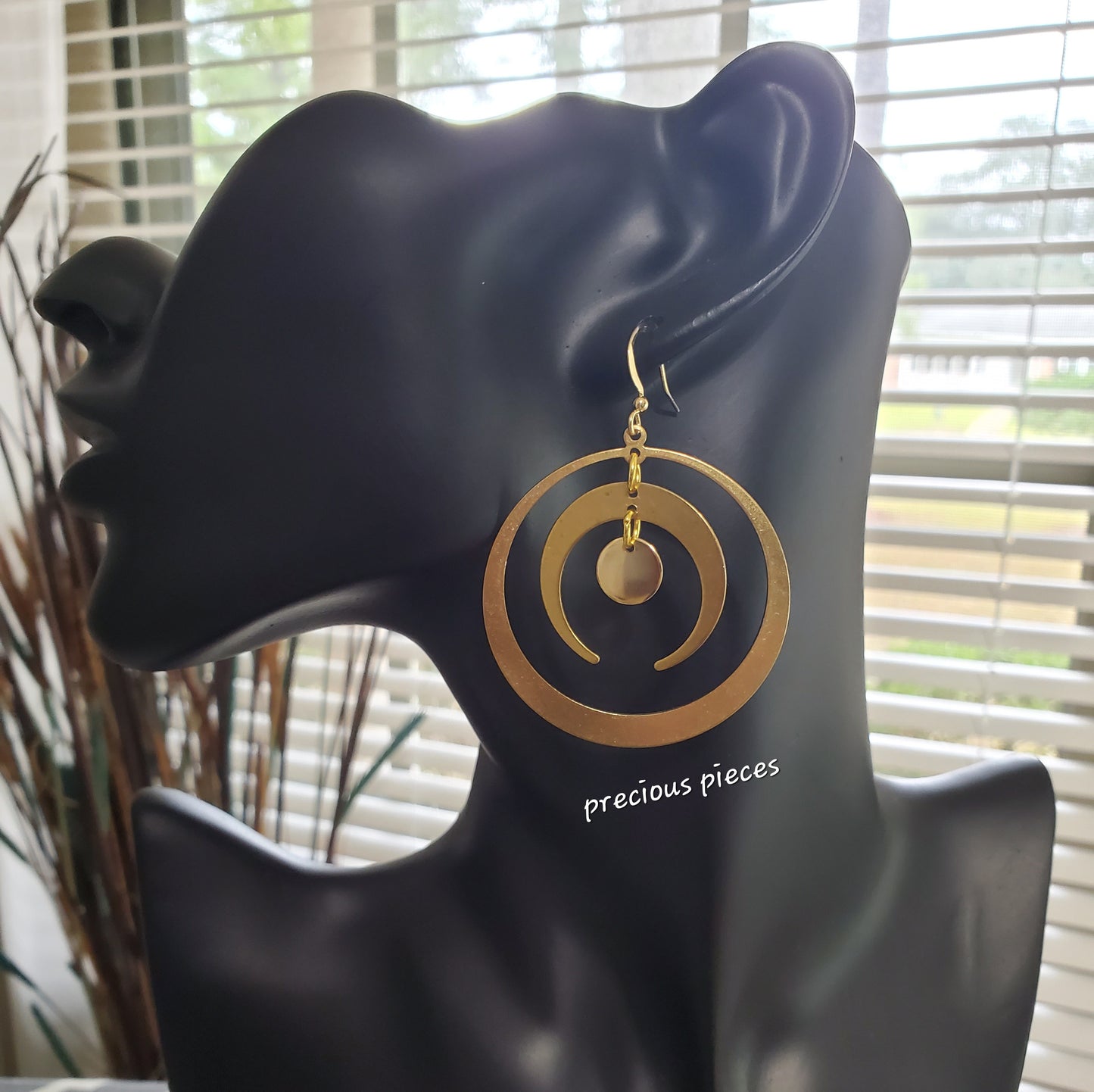 Brass Hoop and Moon Shape Earrings (click for other options)