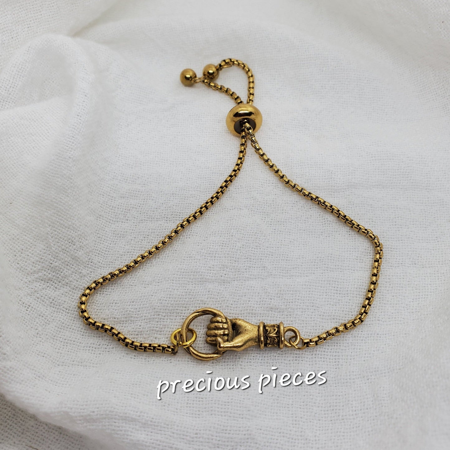 Grasping Hand Charm Slider Bracelets (click for more options)