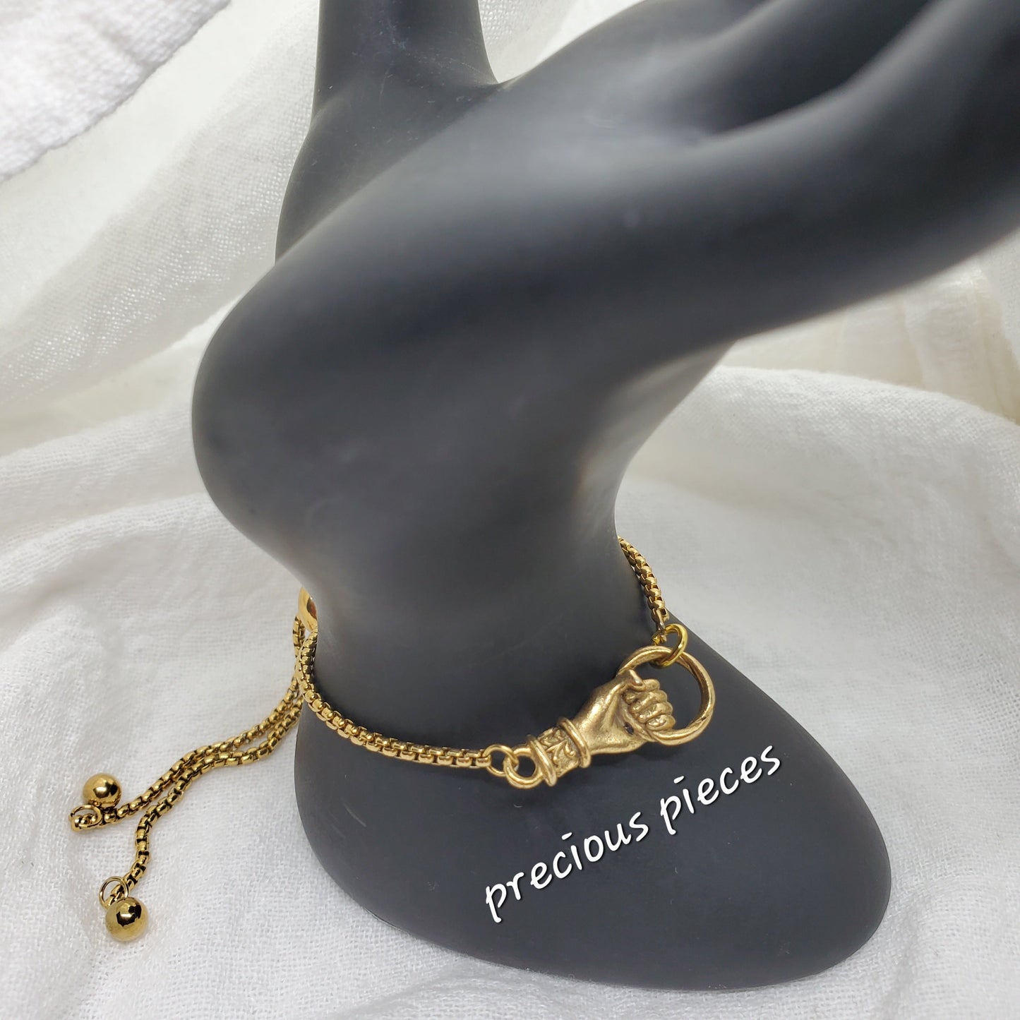Grasping Hand Charm Slider Bracelets (click for more options)
